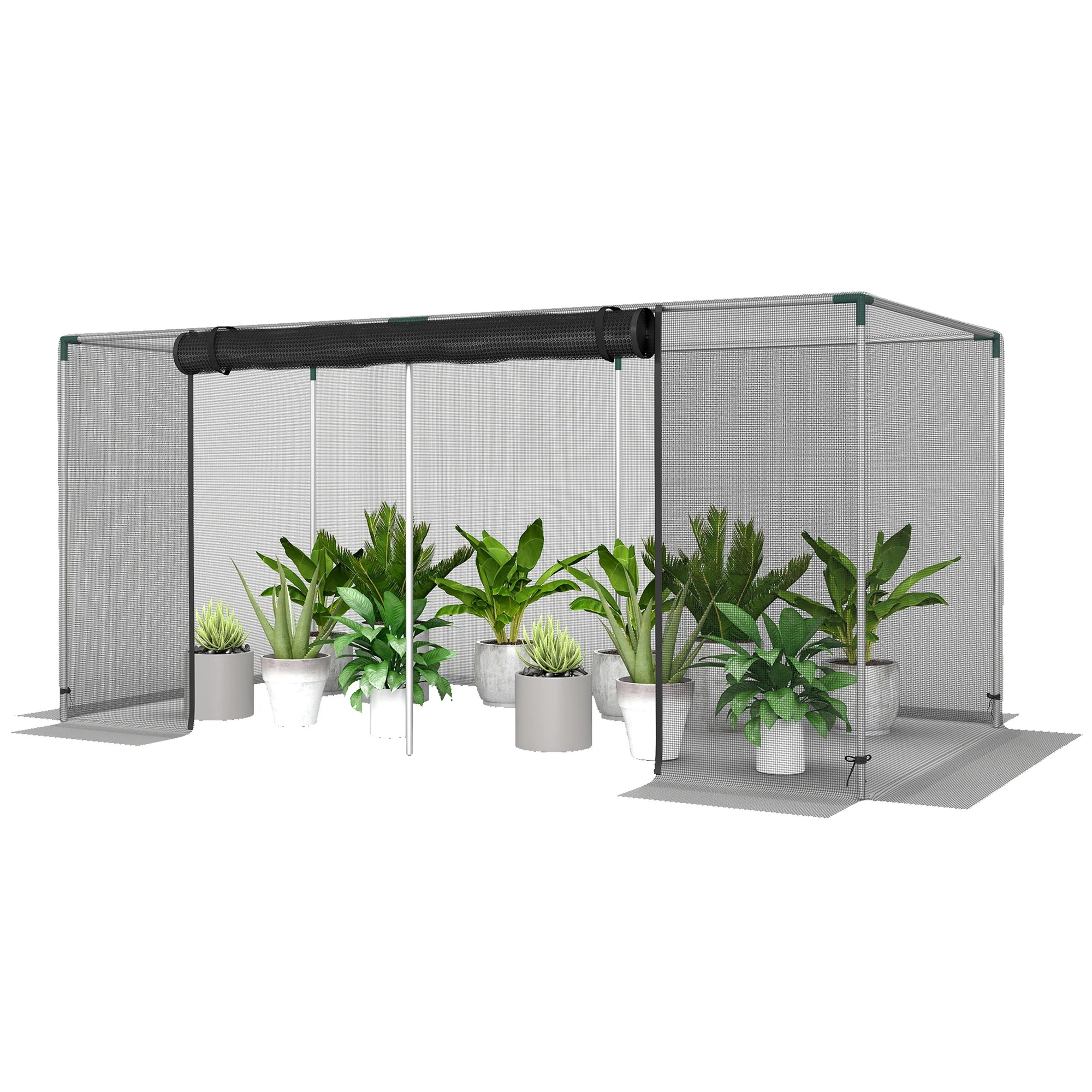 Galvanized Steel Crop Cage, Plant Protection Tent with Zippered Door, 8' x 4', Black - Image 2