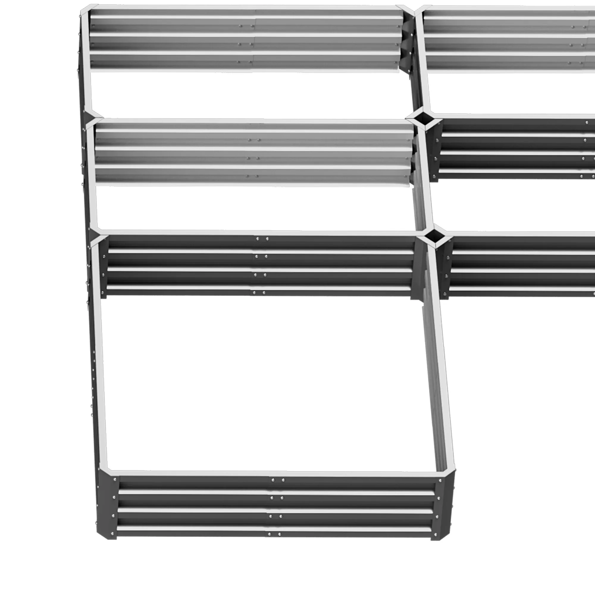 8 x 8ft DIY Raised Garden Bed, Set of 5 Large Steel Box Planters for Outdoor Plants, Vegetables, Flowers, Herbs, Easy Assembly, Grey - Image 10