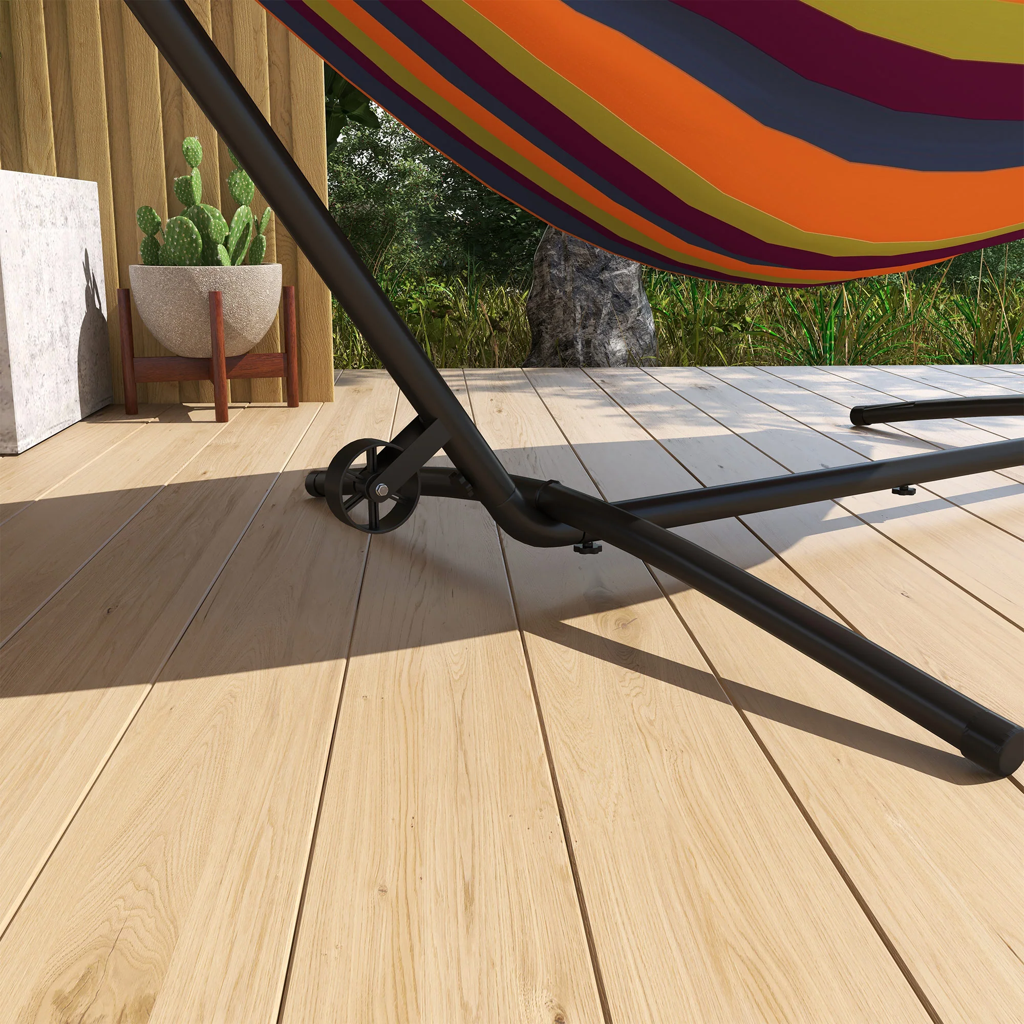 9.5ft Adjustable Hammock Stand Only, Portable Metal Frame Hammock with Wheels, Black - Image 9