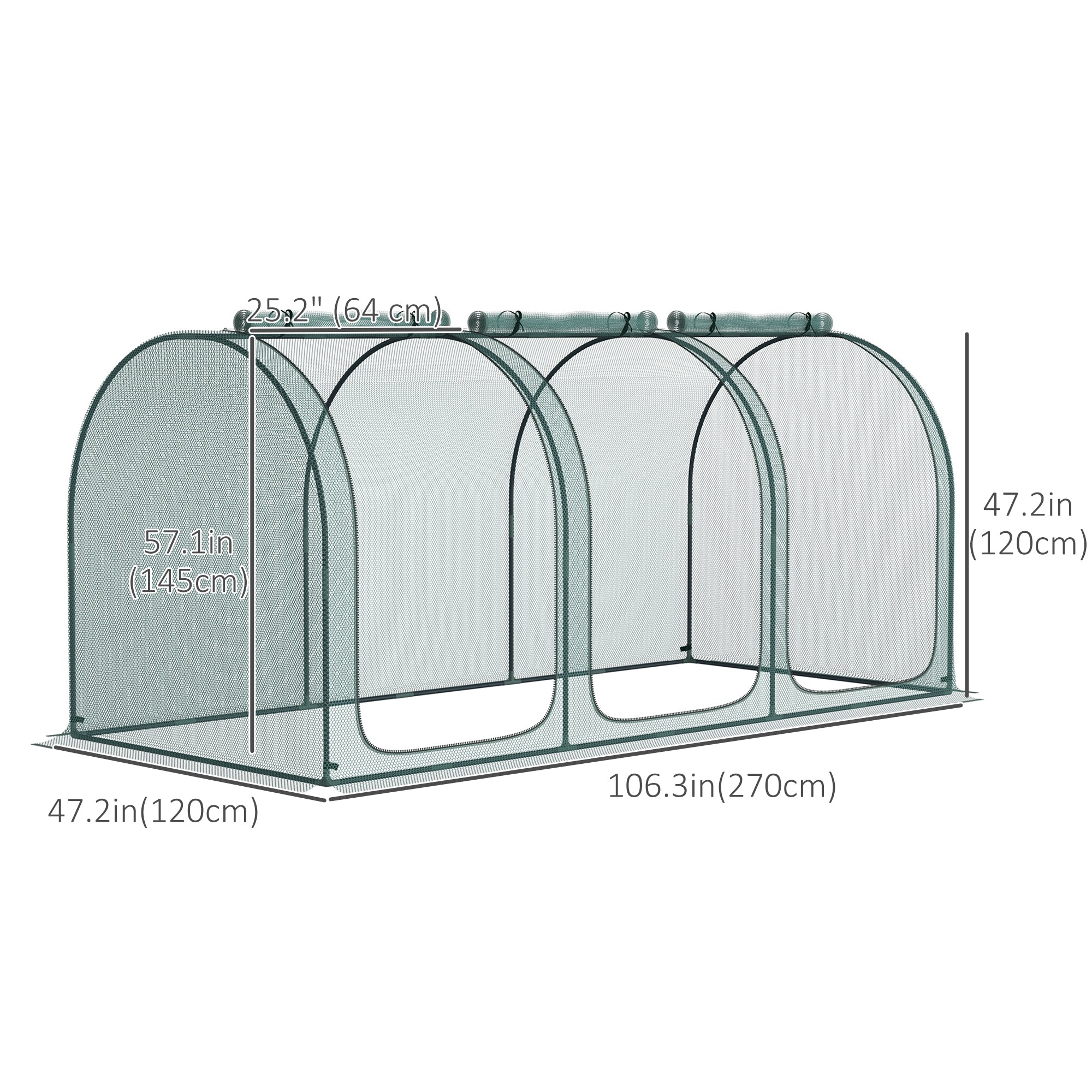 9' x 4' Crop Cage with 3 Zippered Doors & Stakes, Green - Image 5