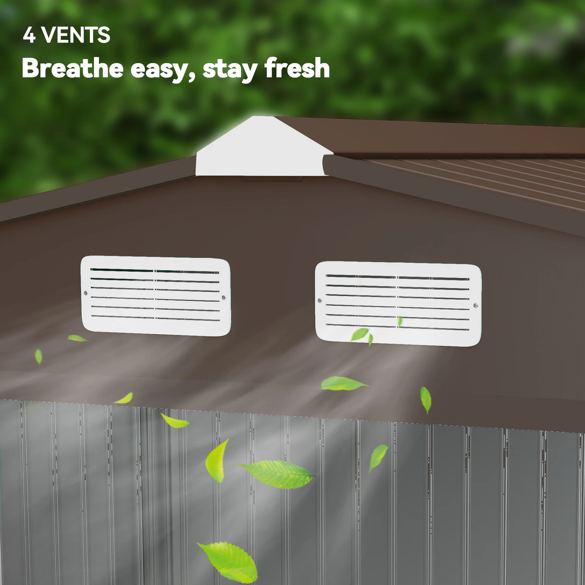 EverBase 9' x 6' Metal Garden Storage Shed with Foundation Kit & Double Doors, Yellow - Image 10