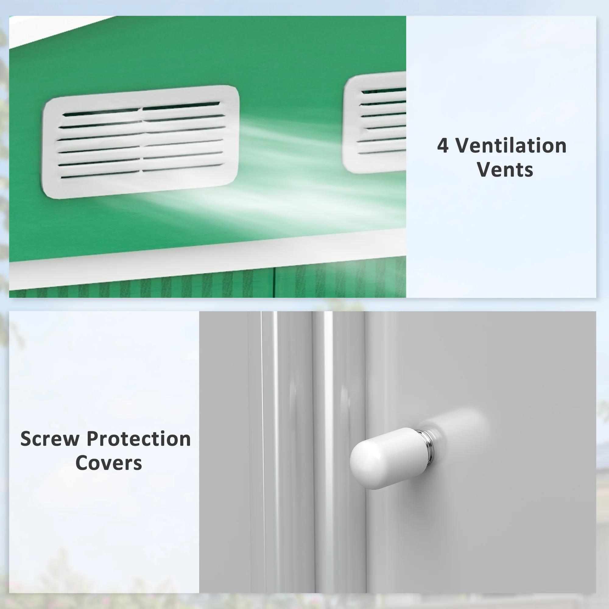 EverBase 9 x 6ft Metal Garden Shed with Double Sliding Doors & Shutter Vents, Green - Image 9