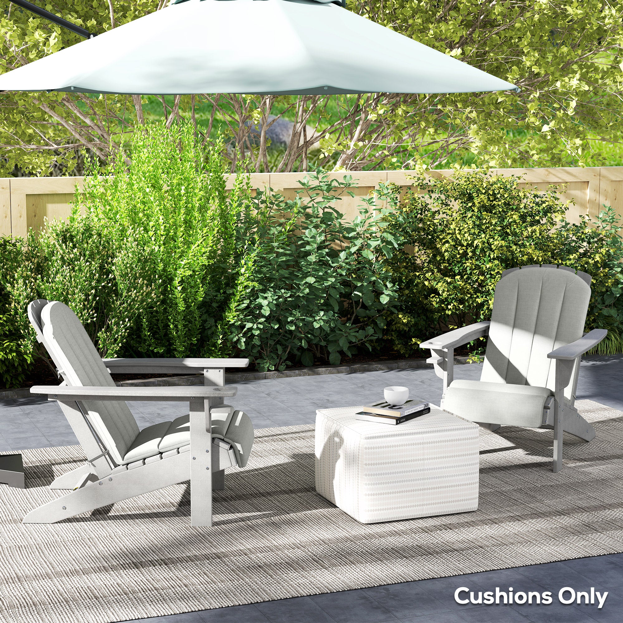 Set of 2 Patio Chair Cushions, High Back Adirondack Chair Cushion with Ties, Light Grey - Image 10