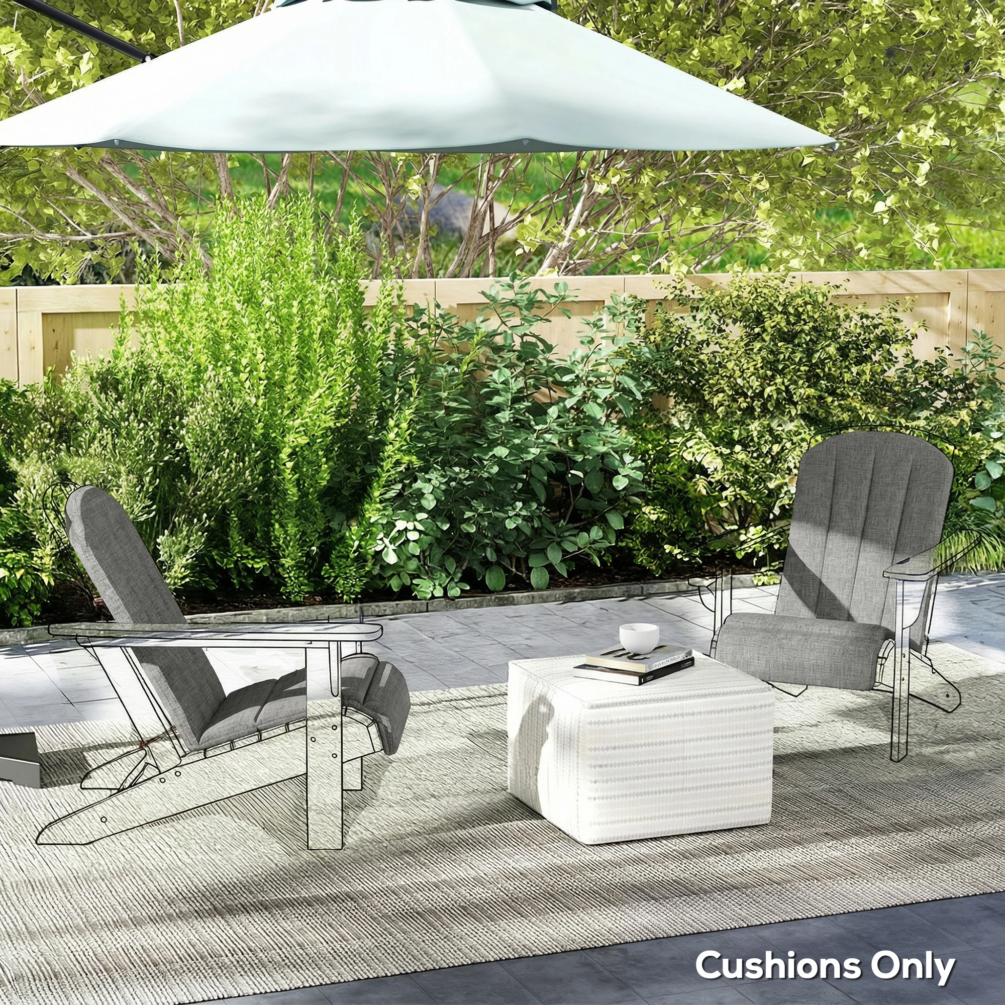 Set of 2 Patio Chair Cushions, High Back Adirondack Chair Cushion with Ties, High-Density Foam, Dark Grey - Image 9