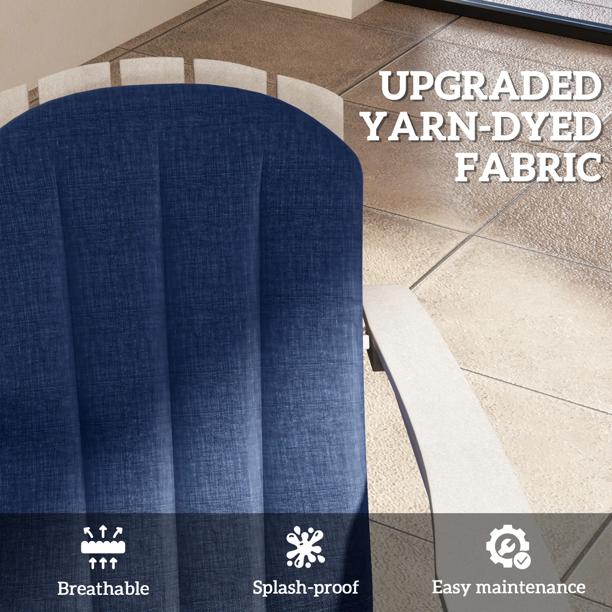 Set of 4 Patio Chair Cushions, High Back Adirondack Chair Cushion with Ties, High-Density Foam, Navy Blue - Image 7