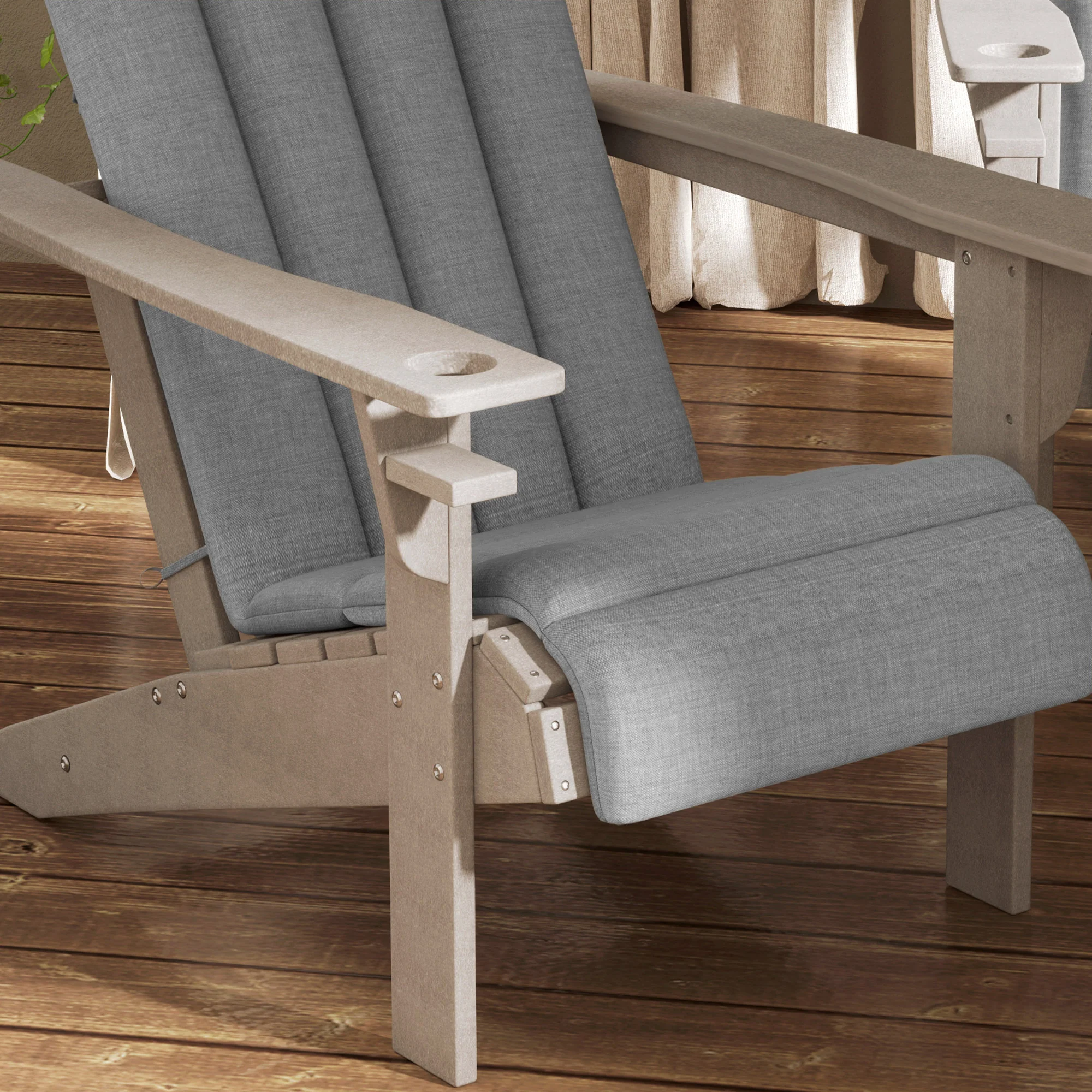 Set of 4 Patio Chair Cushions, High Back Adirondack Chair Cushion with Ties, High-Density Foam, Grey - Image 11