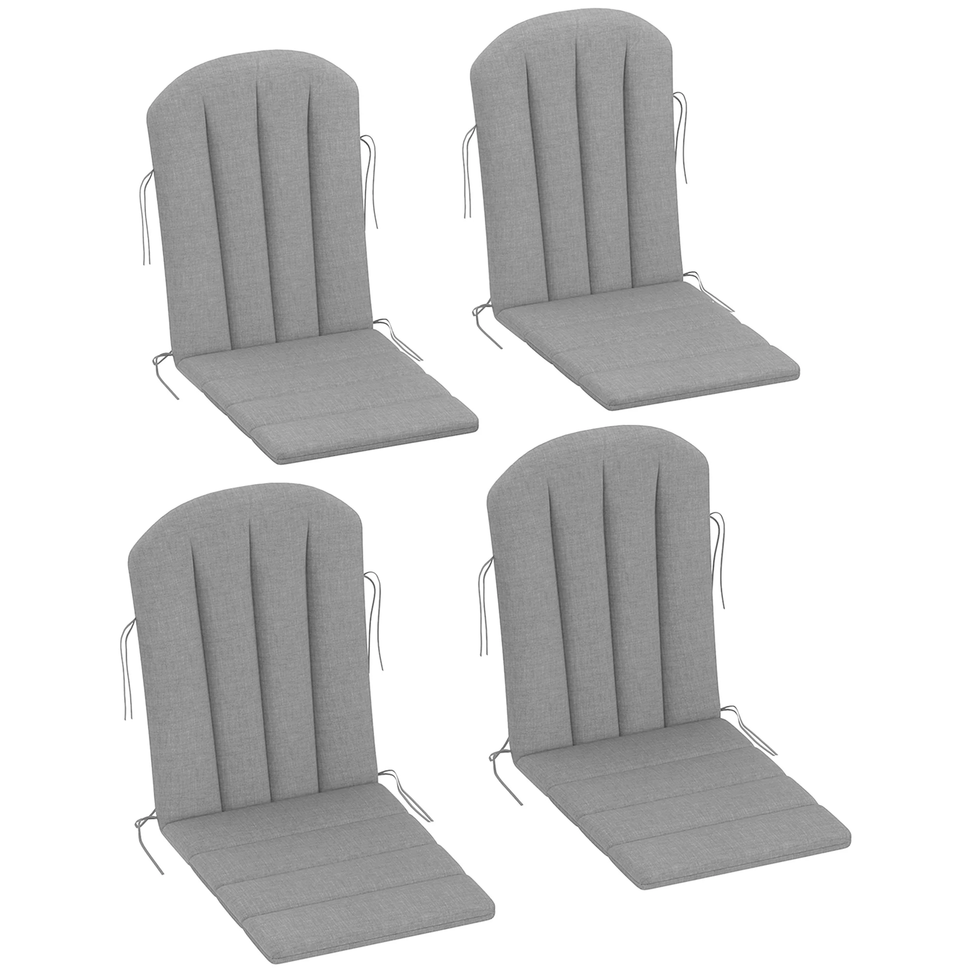 Adirondack Chair Cushion Set of 4, Outdoor Chair Cushions with Ties, 25D High-Density Foam, High Back Patio Chair Cushions, Fade Resistant for Patio Furniture, 49" x 20" x 2", Gray - Image 12