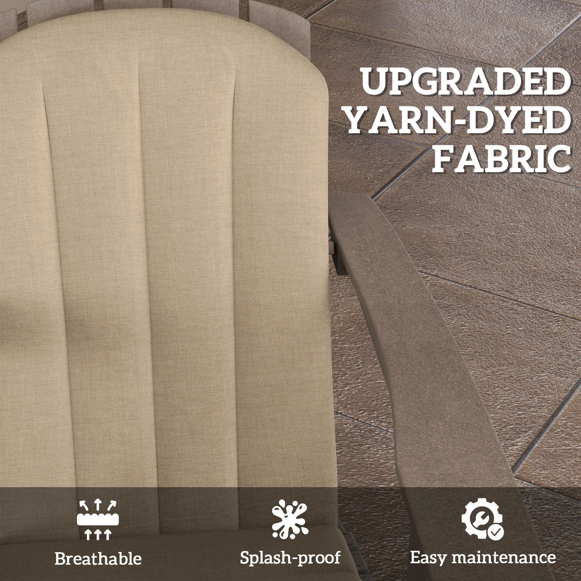 Adirondack Chair Cushion Set of 4, Outdoor Chair Cushions with Ties, 25D High-Density Foam, High Back Patio Chair Cushions, Fade Resistant for Patio Furniture, 49" x 20" x 2", Beige - Image 7