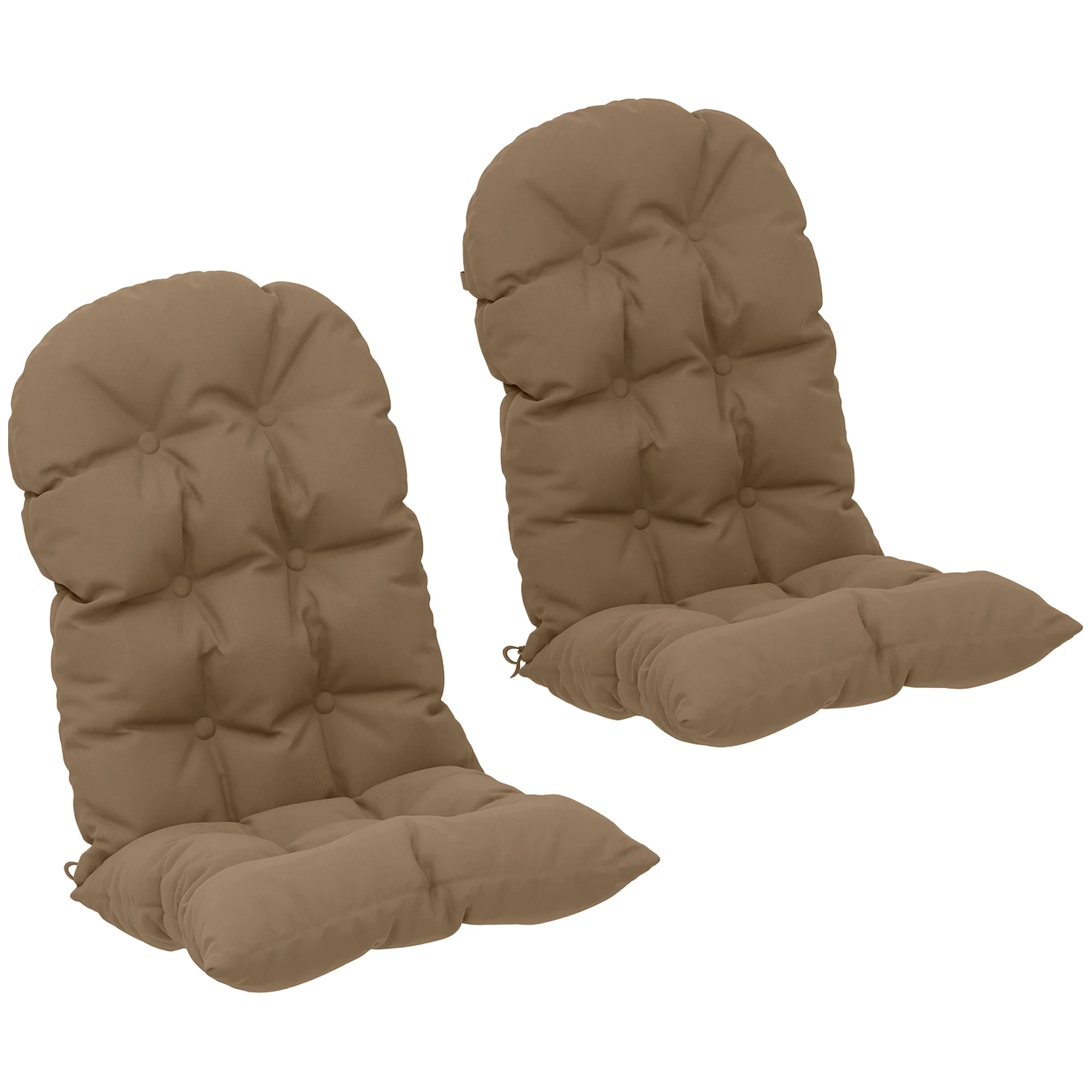 Adirondack Chair Cushions Set of 2, Tufted High Back Patio Chair with Ties, Khaki - Image 12