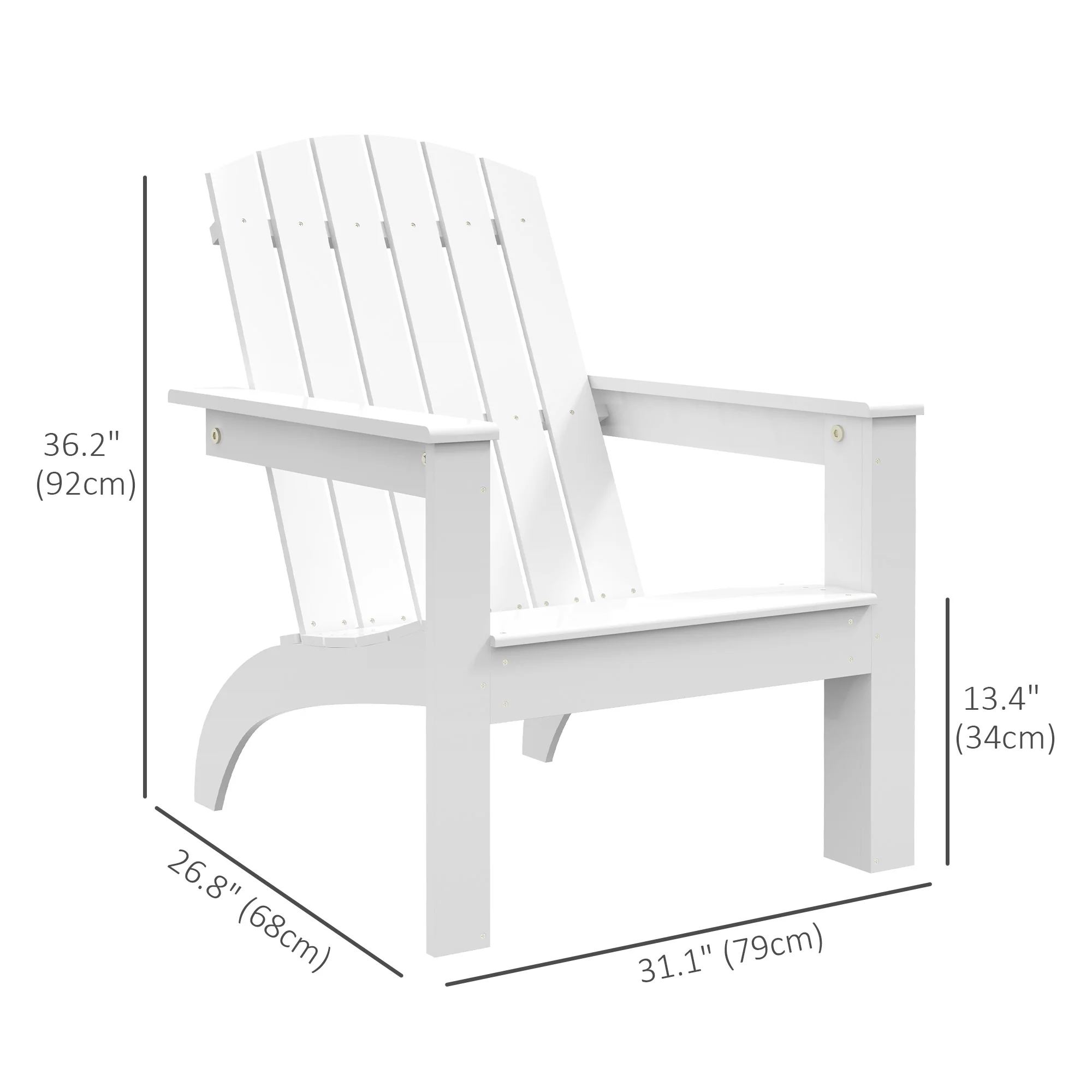 Adirondack Patio Muskoka Chair, Pre-Assembled Backrest Chaise with High-back, White - Image 5