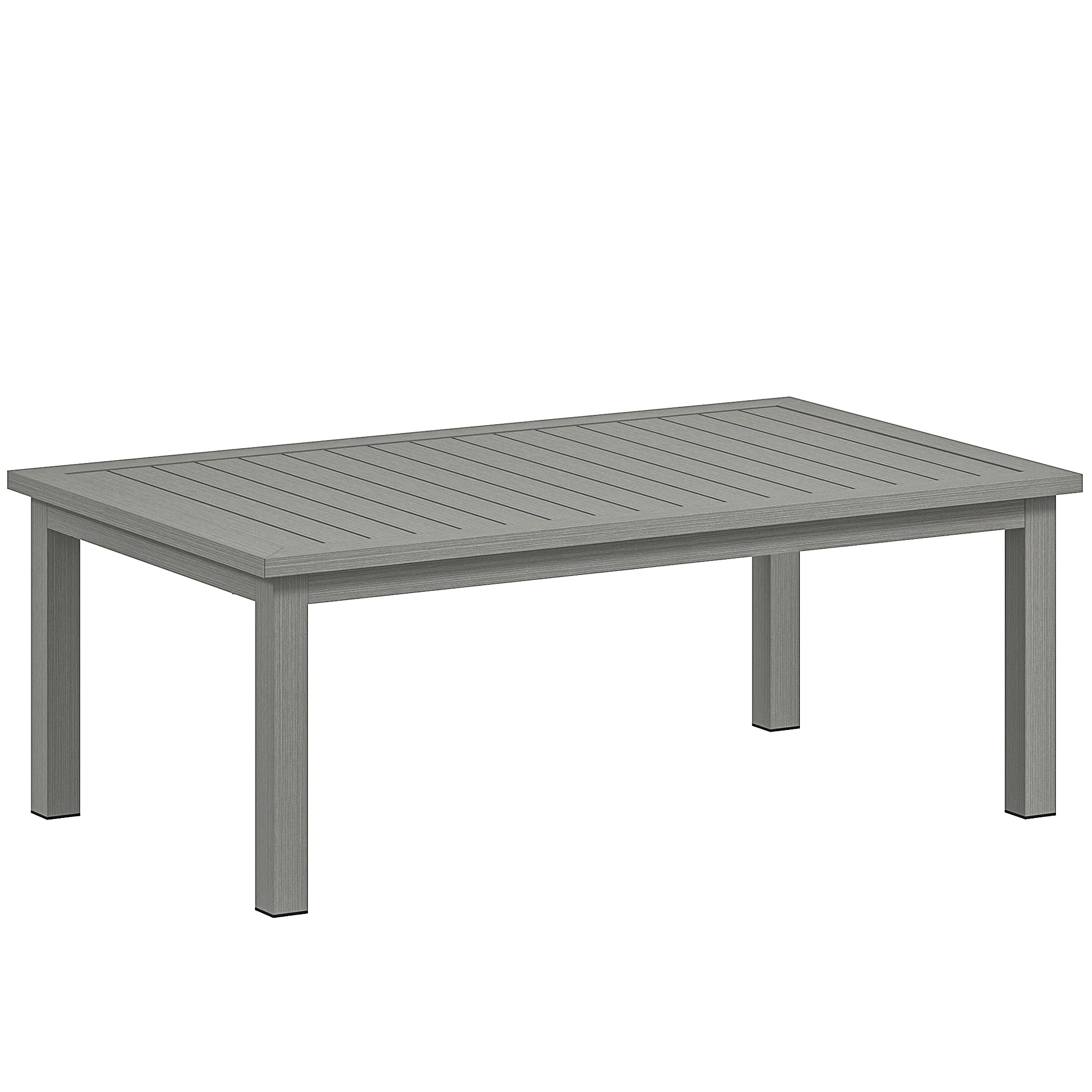Aluminium Patio Side Table with Wood Grain Effect & Slat Tabletop, 100cm x 60cm, Grey - Image 12