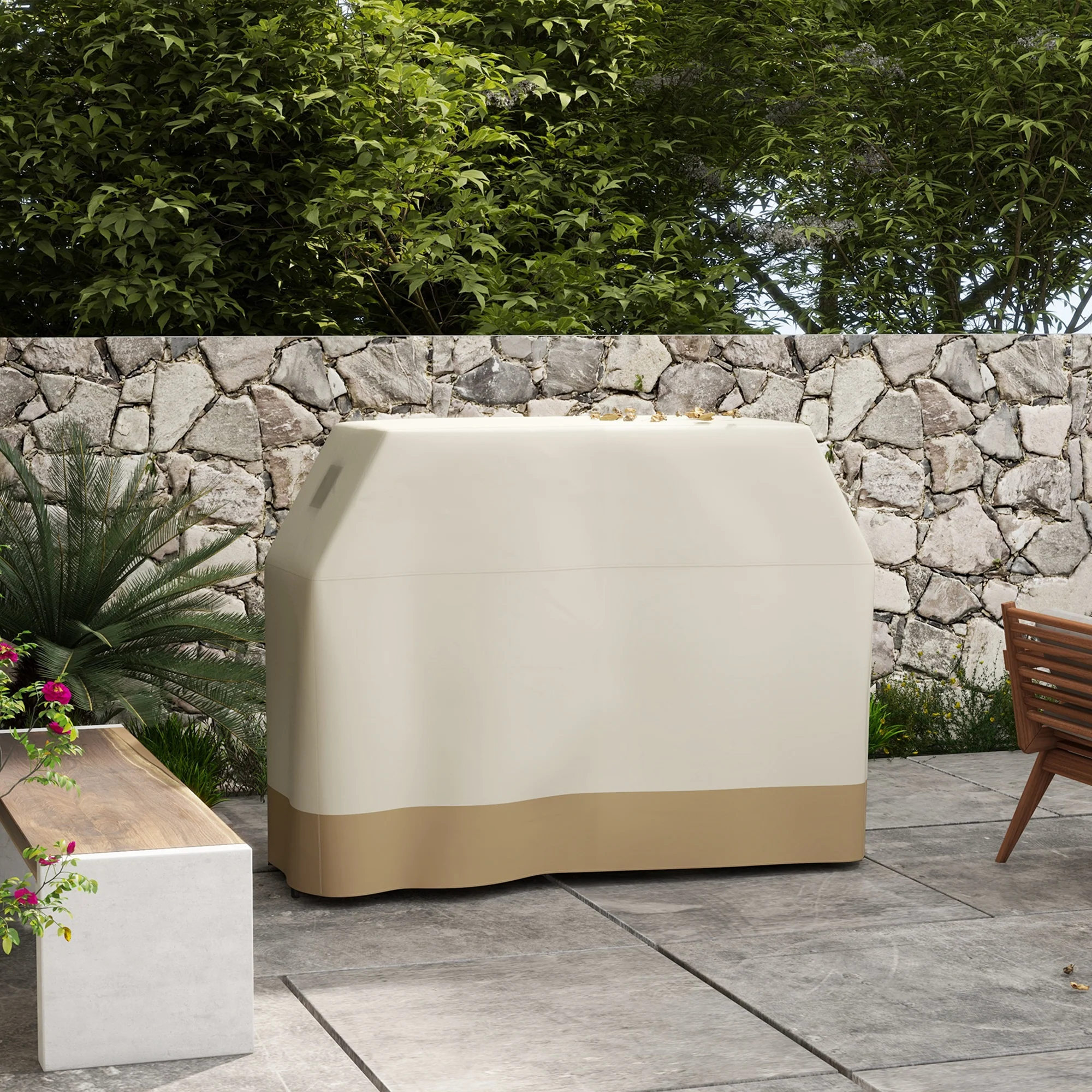 300D Oxford Fabric Barbecue Covers for Rectangular Gas Grill, 152 x 66 x 115cm, Beige - Image 3