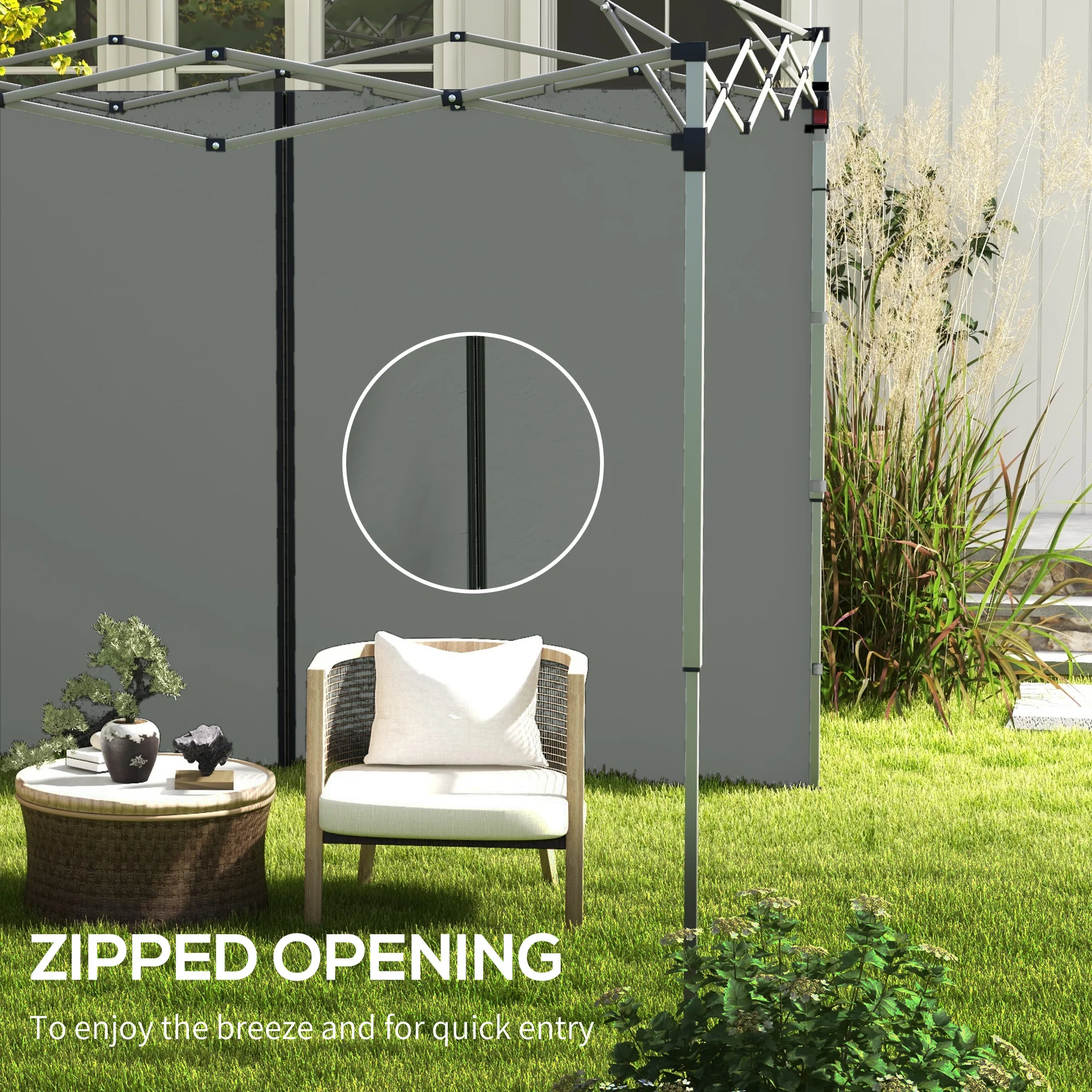 2-Pack Sidewalls for 10'x 10'/20' Canopy with Zippered Doors, Dark Grey - Image 7