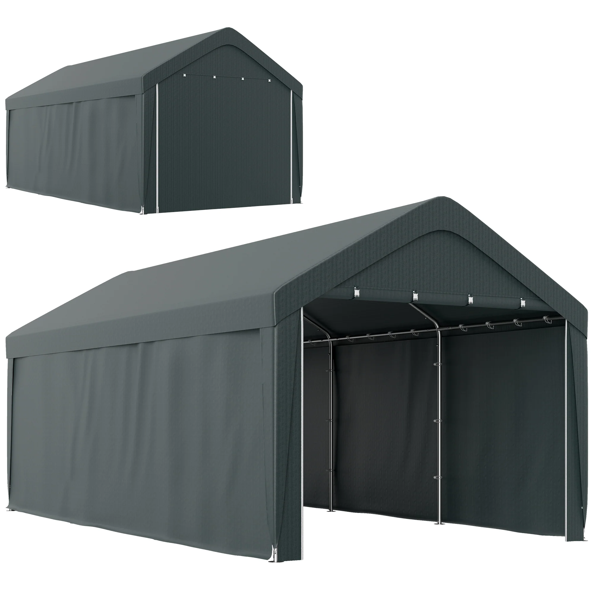 10' x 20' Portable Garage for All Seasons, Winter Durable with 2 Roll Up Doors, Dark Grey - Image 12