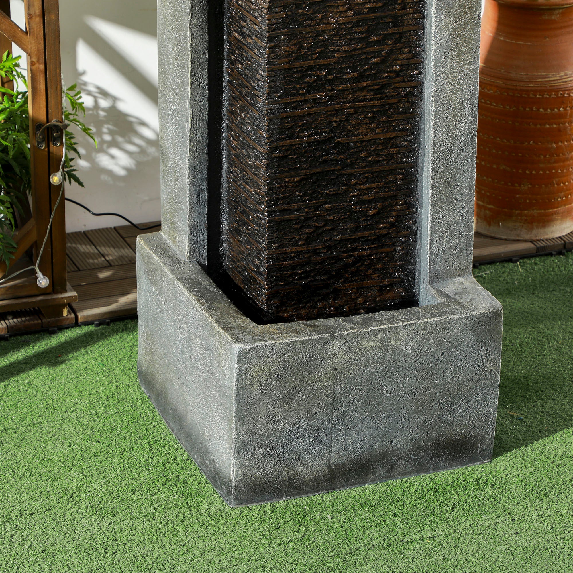 5-Tier Cascading Bowls Waterfall Fountain with LED Lights, Adjustable Flow for Garden - Image 11