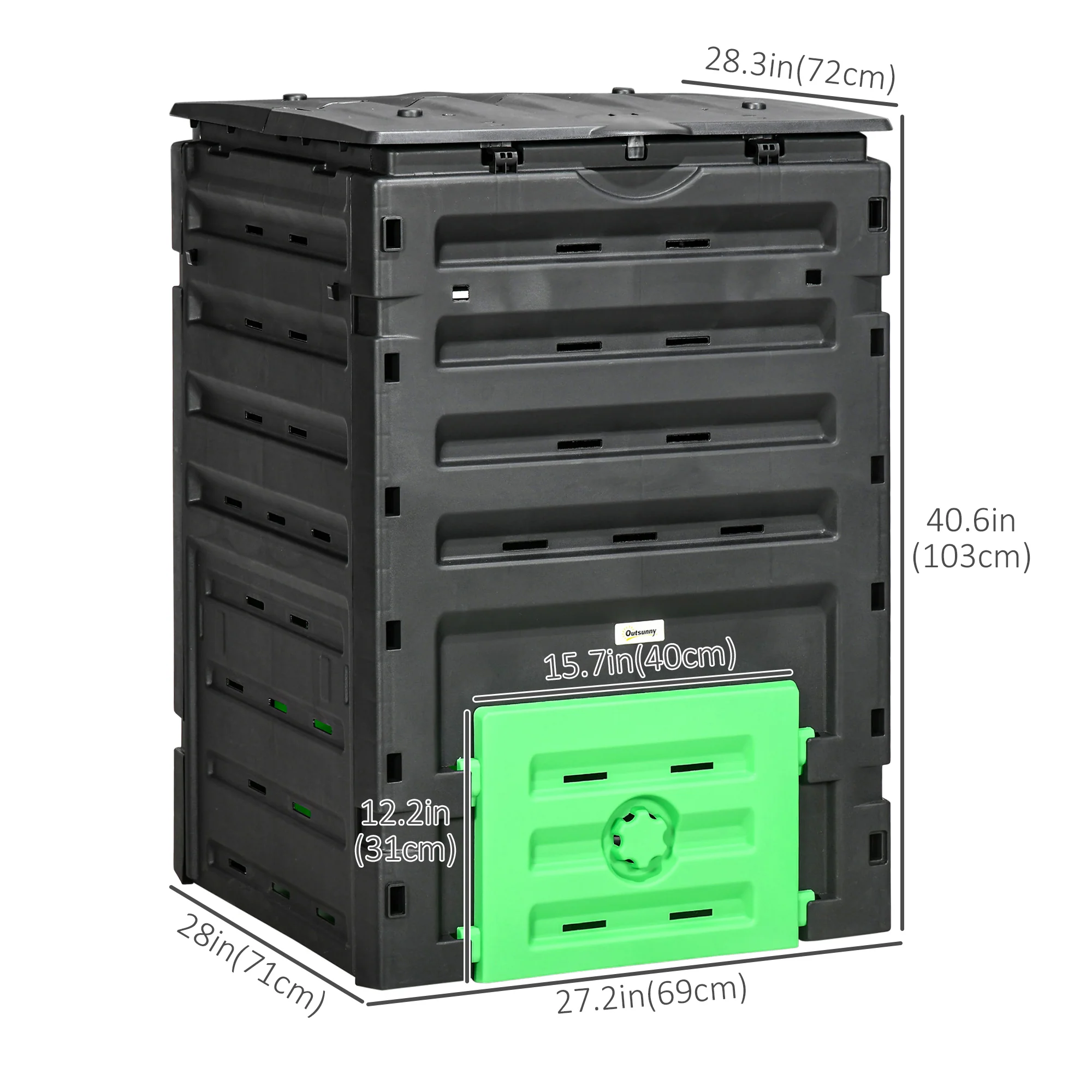 120 Gallon Compost Bin with 80 Vents & 2 Doors, Black - Image 5