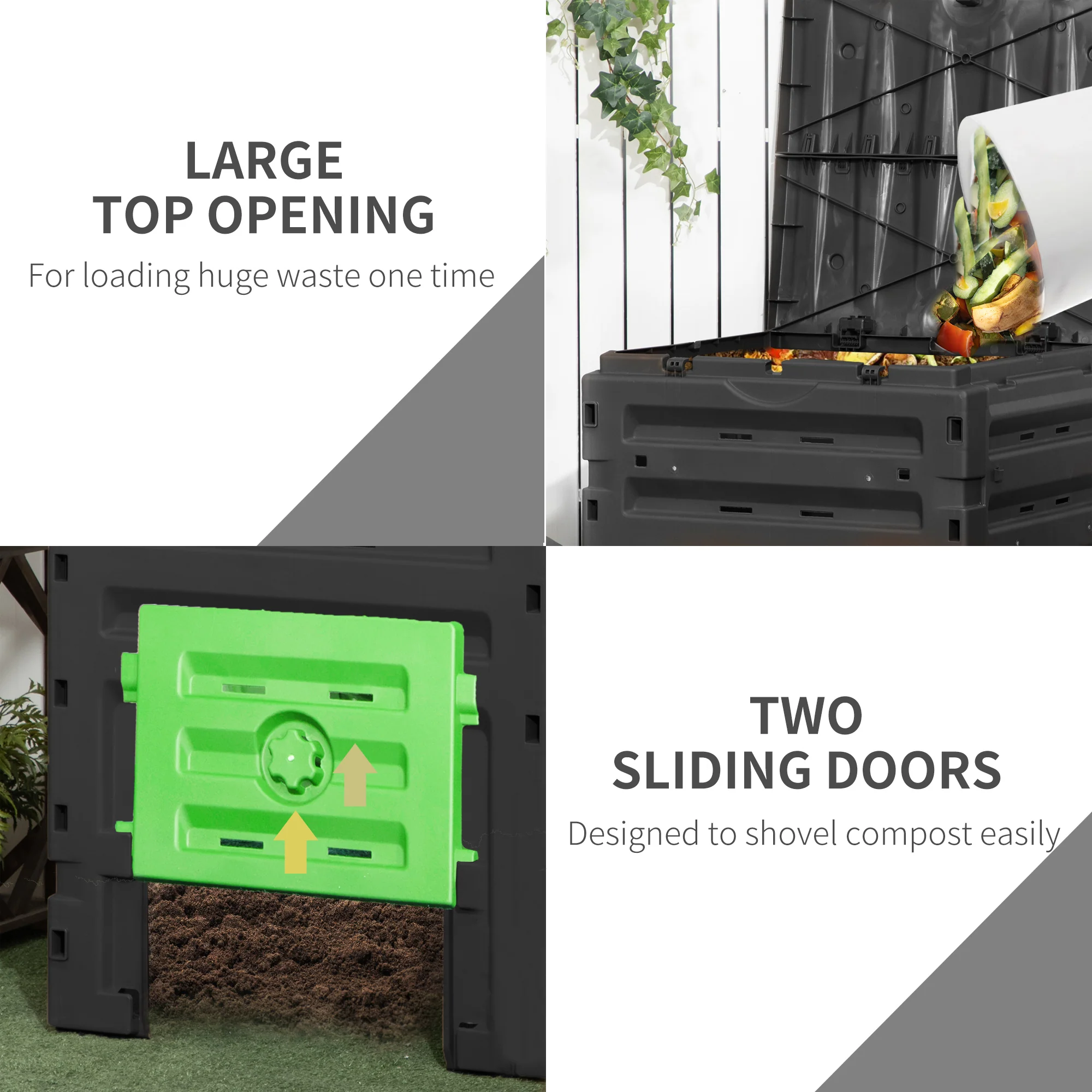 120 Gallon Compost Bin with 80 Vents & 2 Doors, Black - Image 8