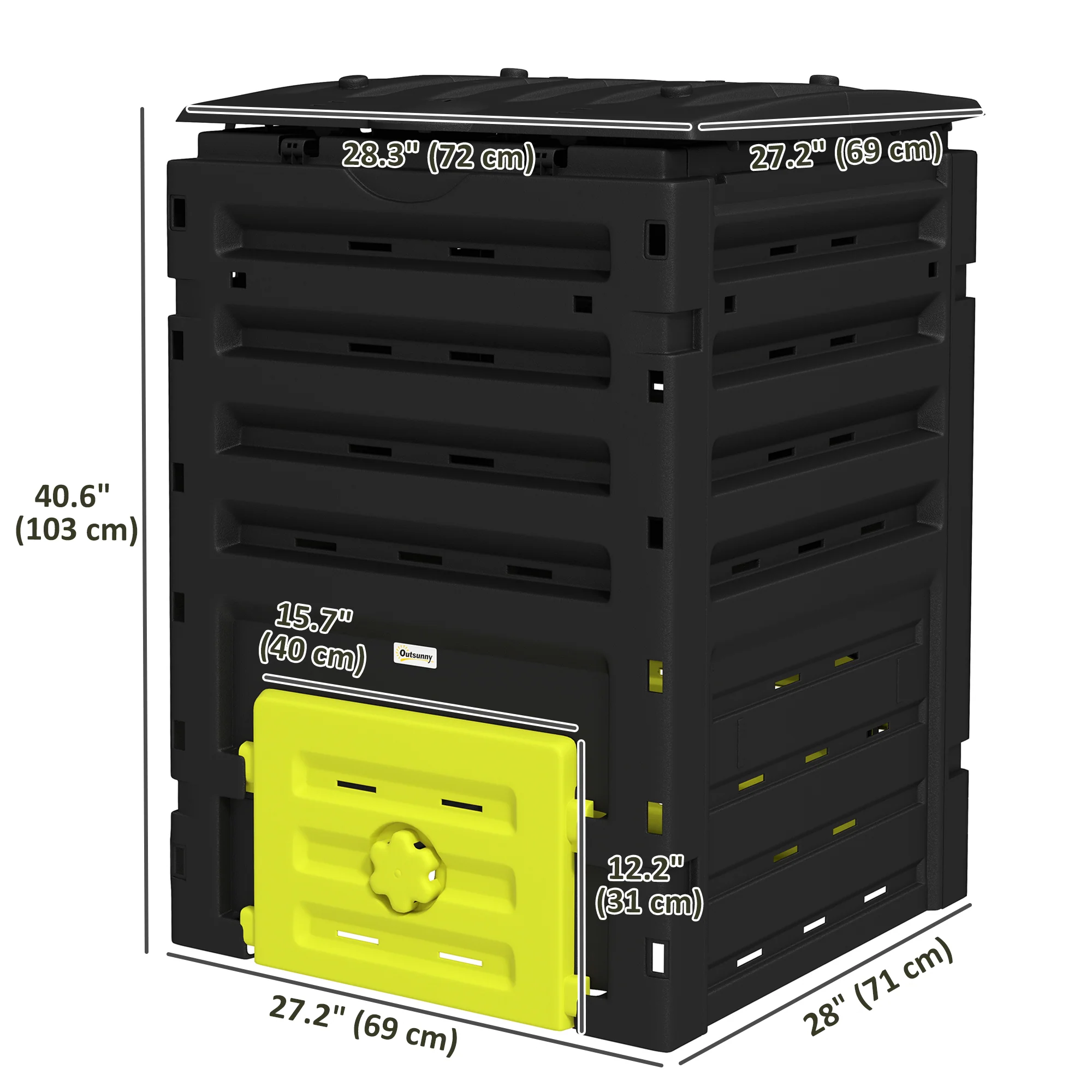 120 Gallon Compost Bin with 80 Vents & 2 Doors, Yellow - Image 5