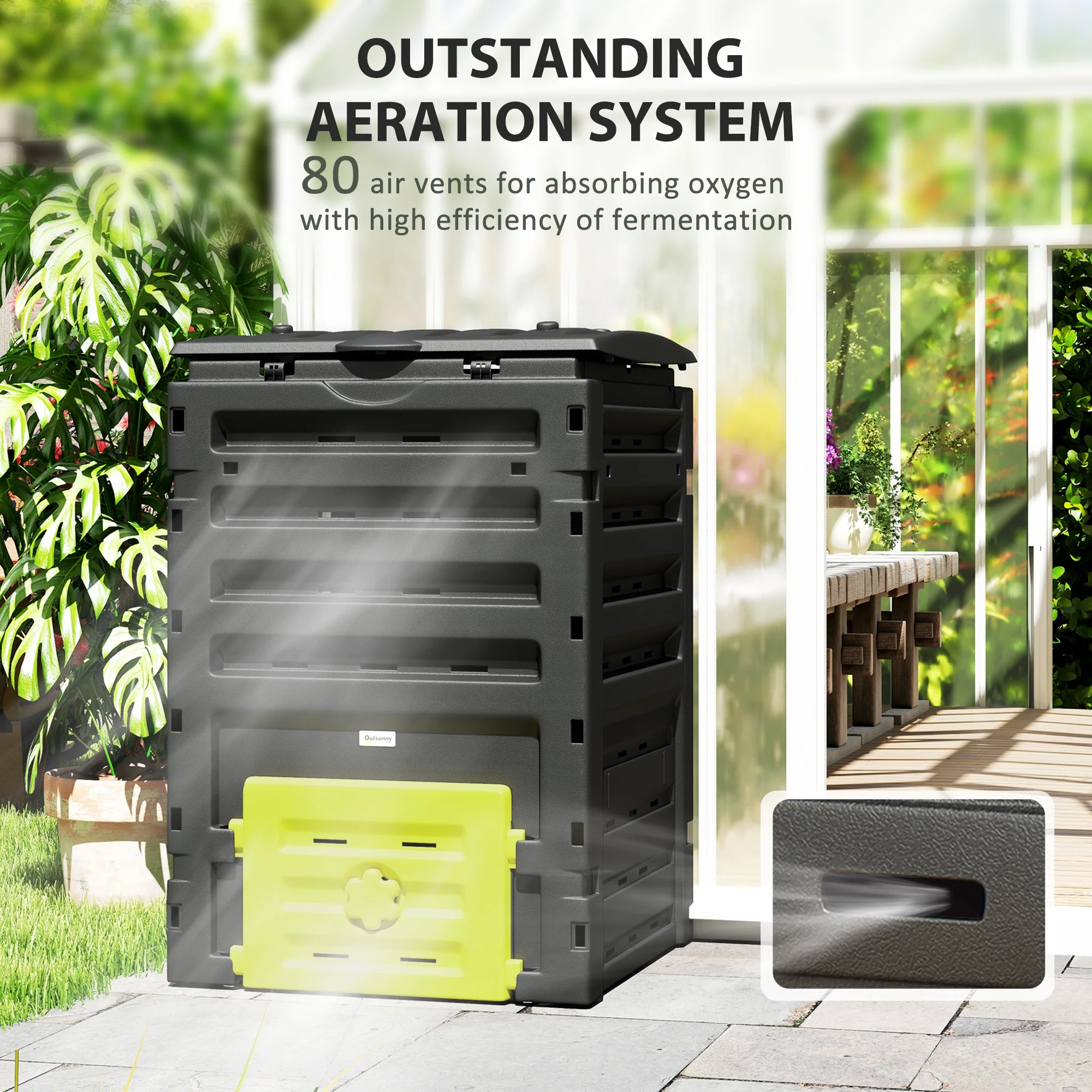 120 Gallon Compost Bin with 80 Vents & 2 Doors, Yellow - Image 7