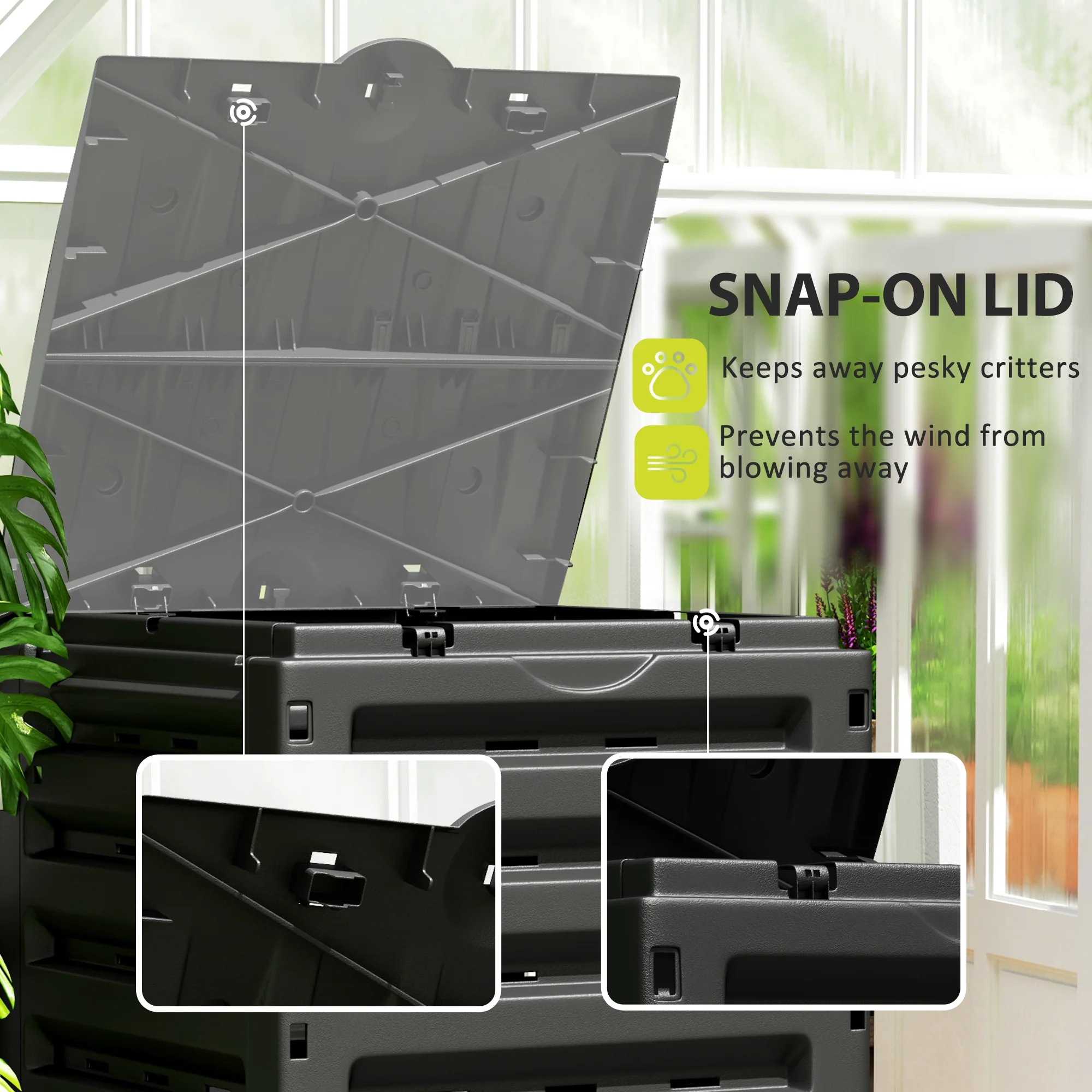 120 Gallon Compost Bin with 80 Vents & 2 Doors, Yellow - Image 9
