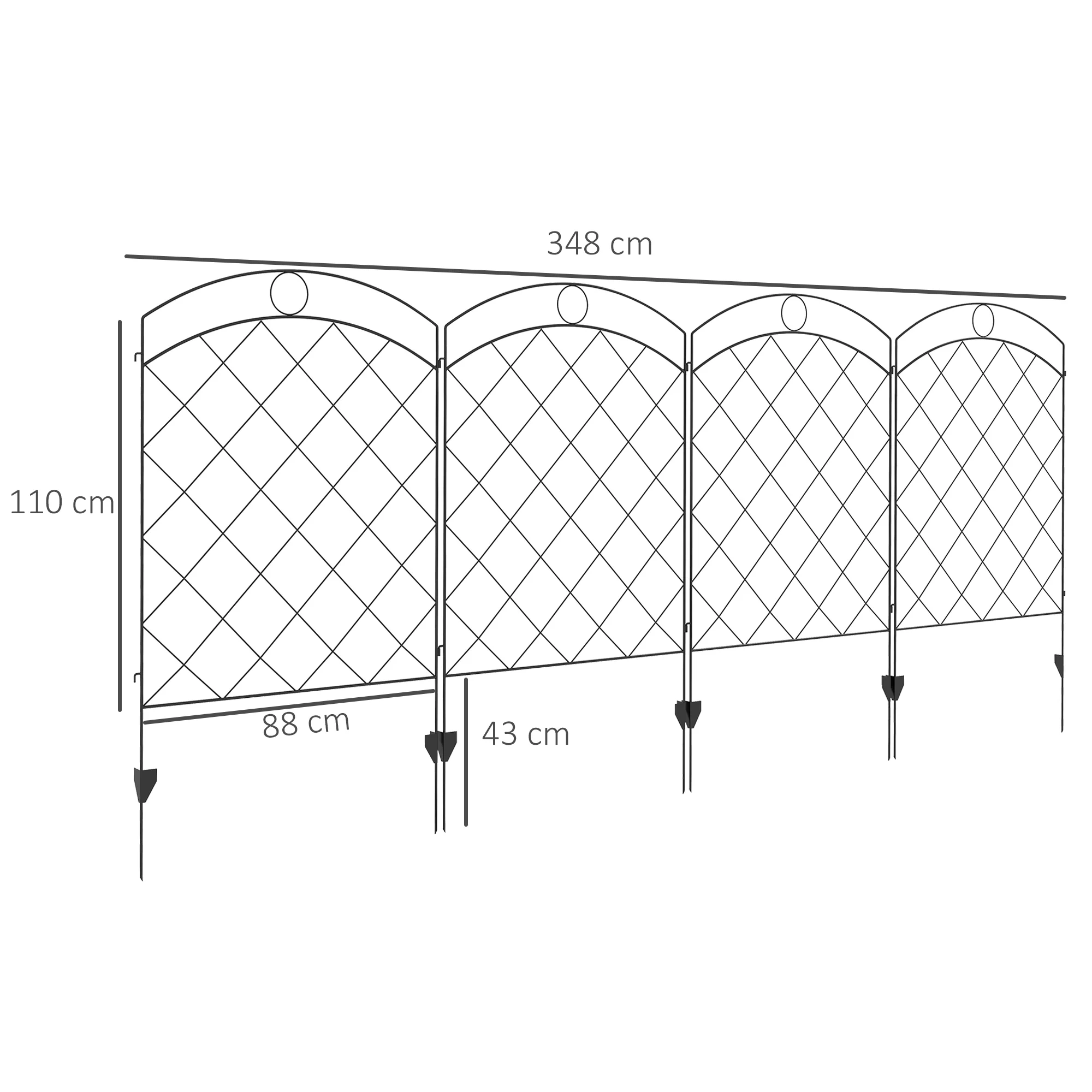 4PCs Rustproof Steel Wire Landscape Flower Bed Border, Decorative Garden Fencing, Black - Image 5