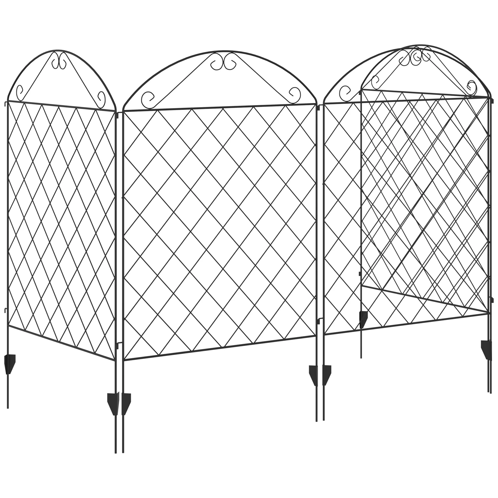 4PCs Rustproof Steel Wire Landscape Flower Bed Border, Decorative Garden Fencing, Black - Image 2
