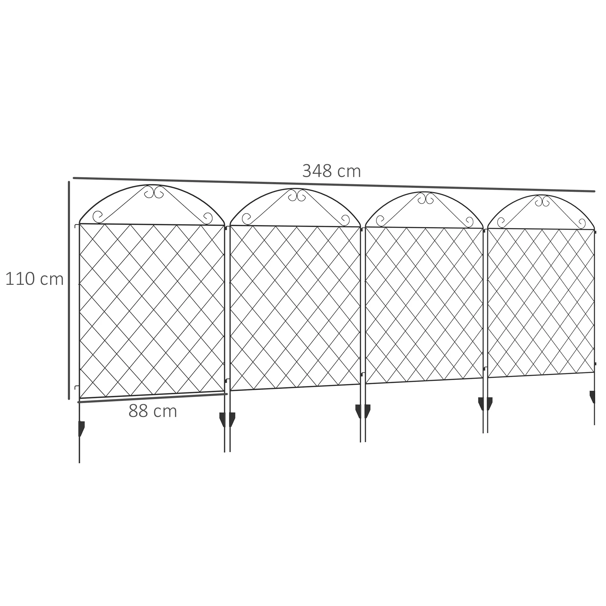 4PCs Rustproof Steel Wire Landscape Flower Bed Border, Decorative Garden Fencing, Black - Image 5