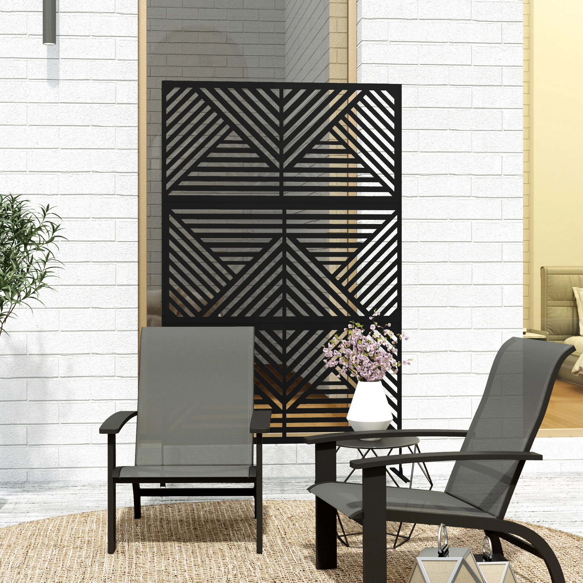 6.5FT Decorative Privacy Screen with Expansion Screws for Garden Pool Hot Tub, Rhombus Style - Image 10