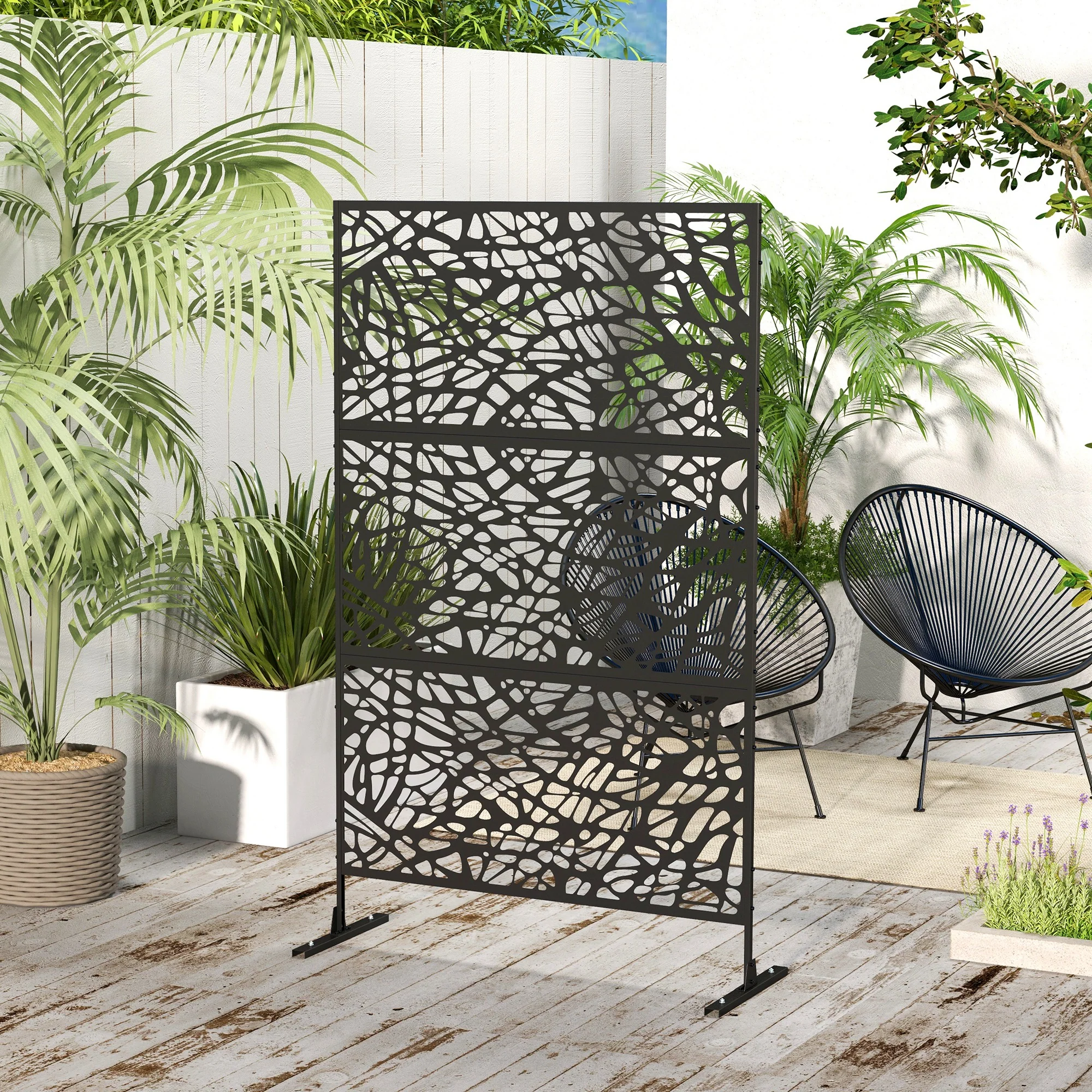 6.5FT Decorative Privacy Screen with Expansion Screws for Garden Pool Hot Tub, Twisted Line Style - Image 4