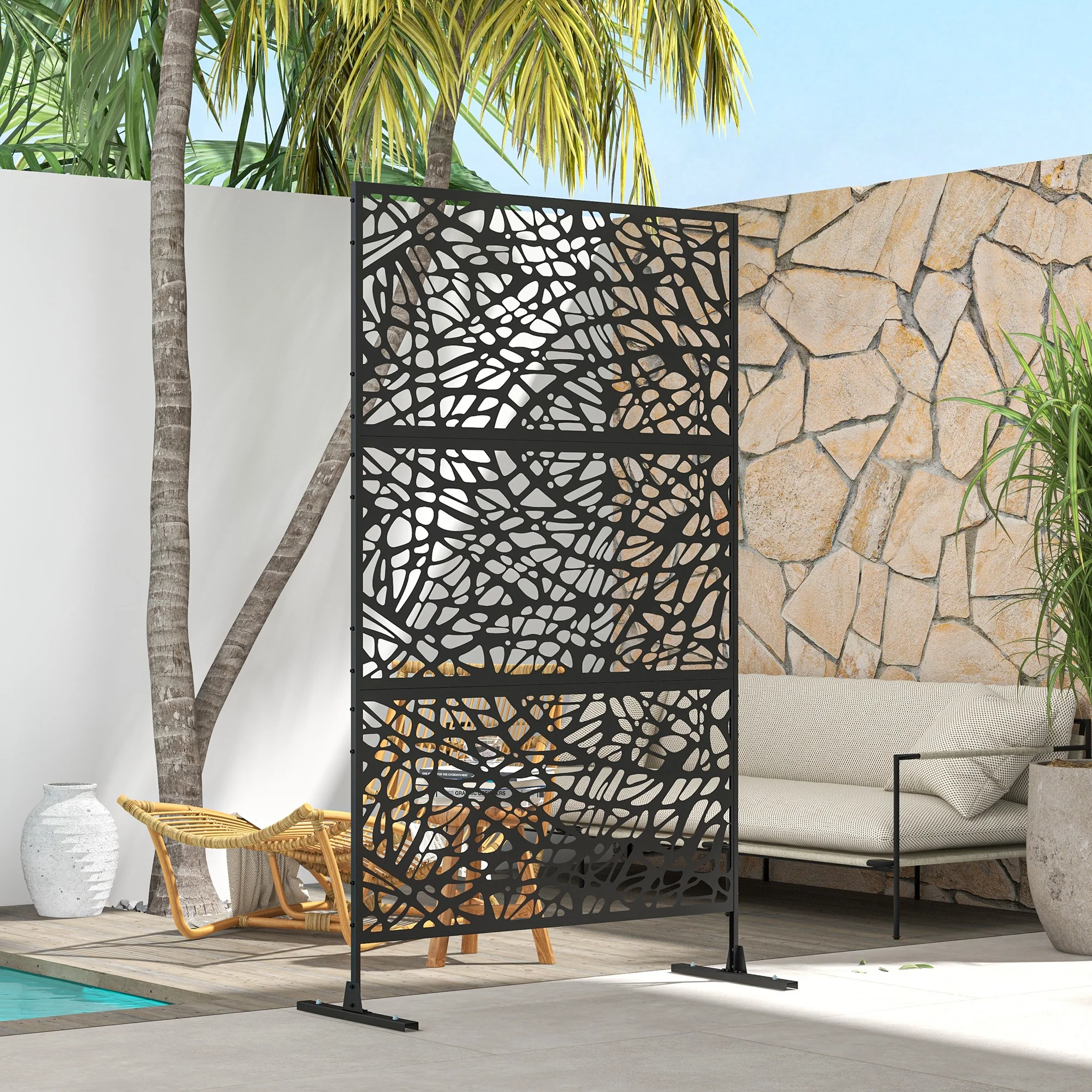 6.5FT Decorative Privacy Screen with Expansion Screws for Garden Pool Hot Tub, Twisted Line Style - Image 9