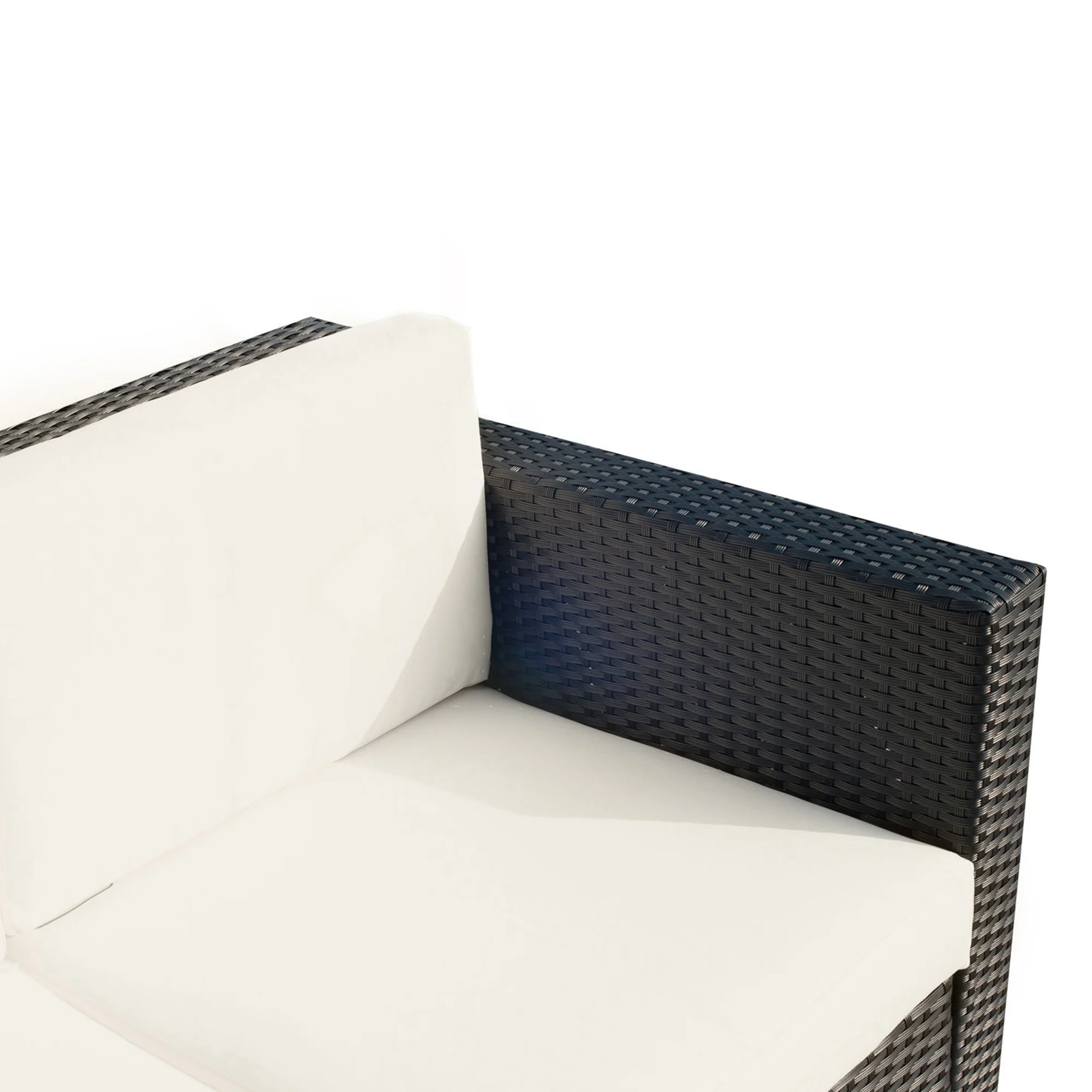 3-Seat Rattan Wicker Sofa, Garden Outdoor Patio Furniture with Cushions, Cream White - Image 11