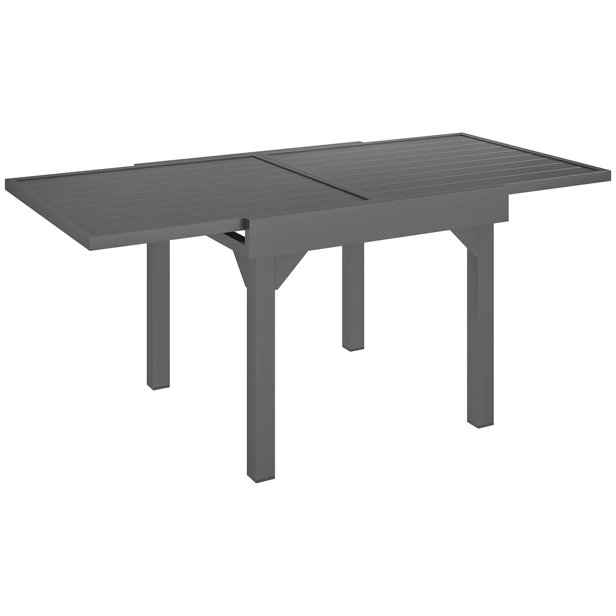 35"-71" Extendable Aluminium Outdoor Dining Table w/ Slatted Top for 4-6 Person, Grey - Image 12
