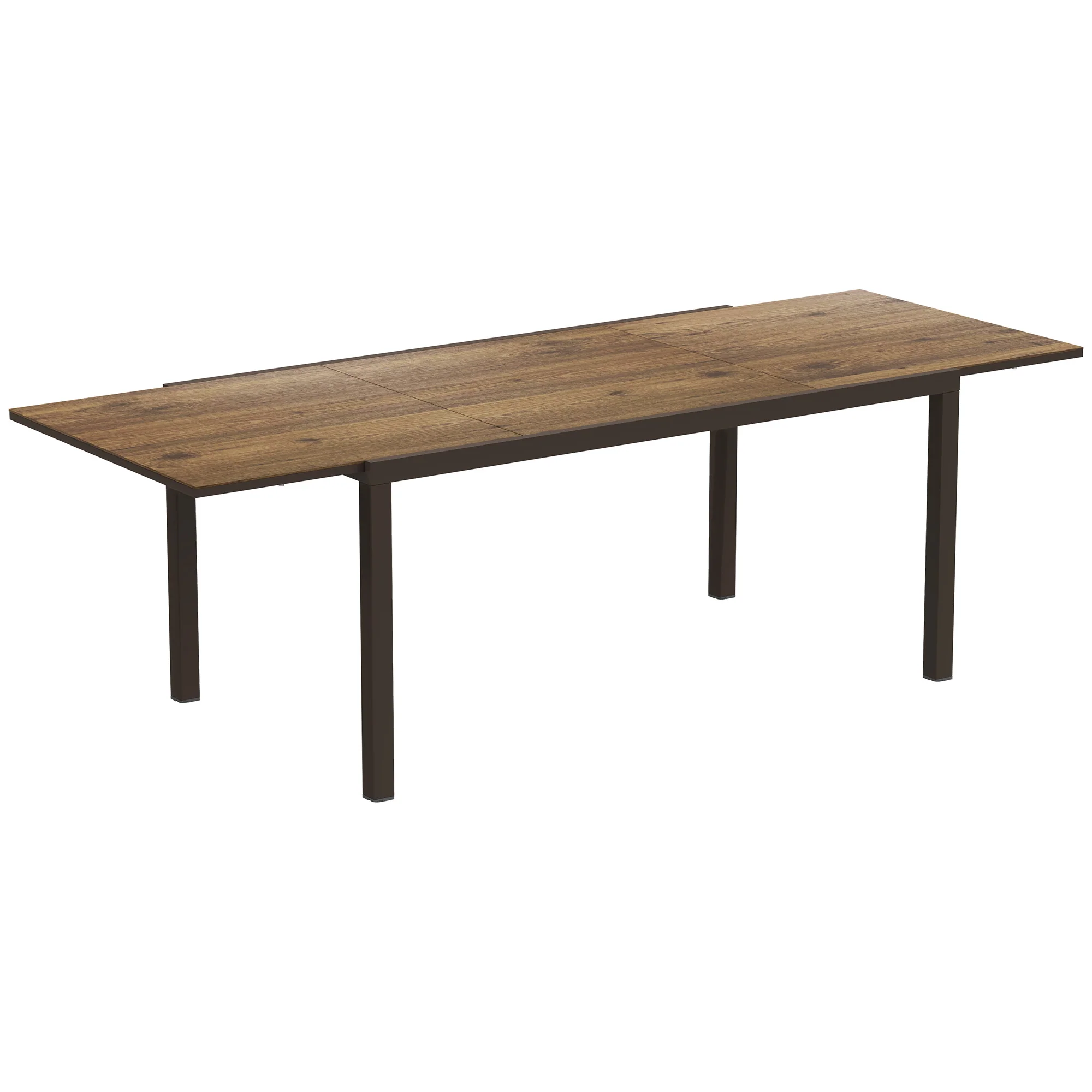 63"-94.5" Extendable Patio Dining Table with Aluminium Edging for 6-8 Person, Brown - Image 12