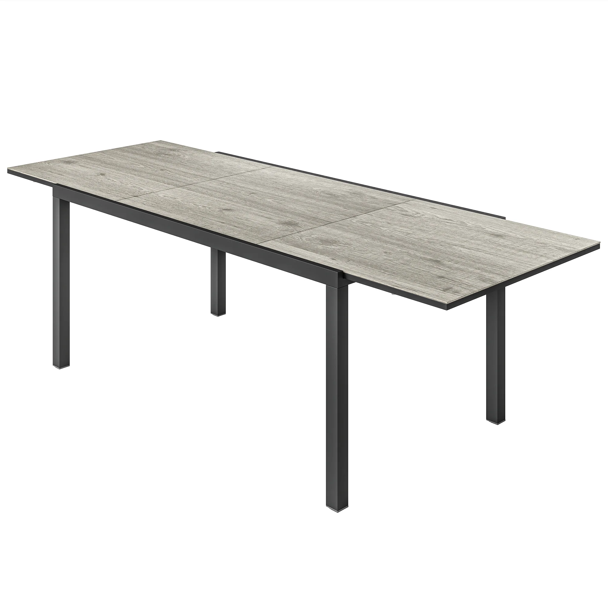63"-94.5" Extendable Patio Dining Table for 6-8 Person, Outdoor Dining Table with Aluminium Edging, Steel Frame, Grey - Image 2