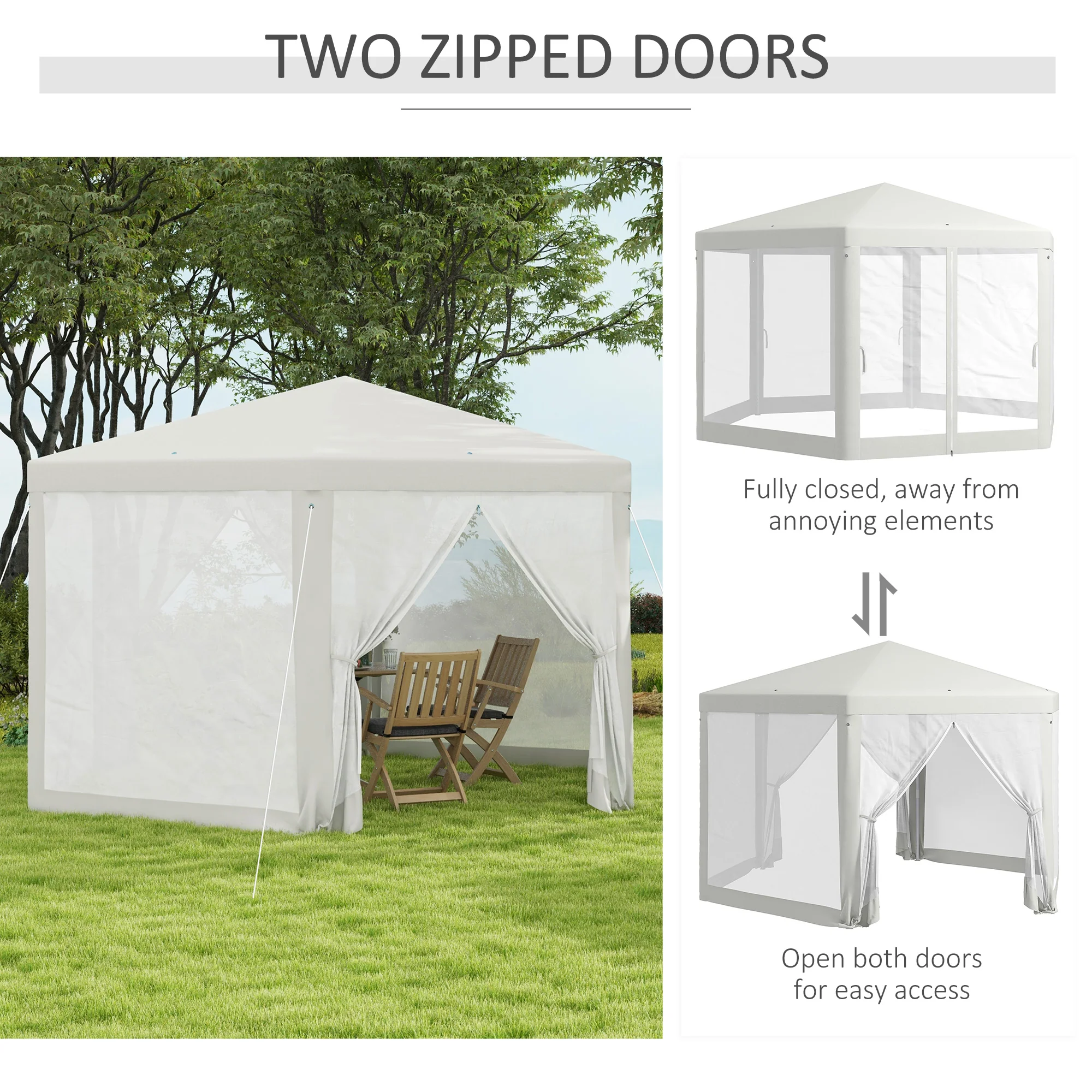 ¦µ13' Hexagon Party Tent with Mesh Sidewalls, Cream White - Image 7