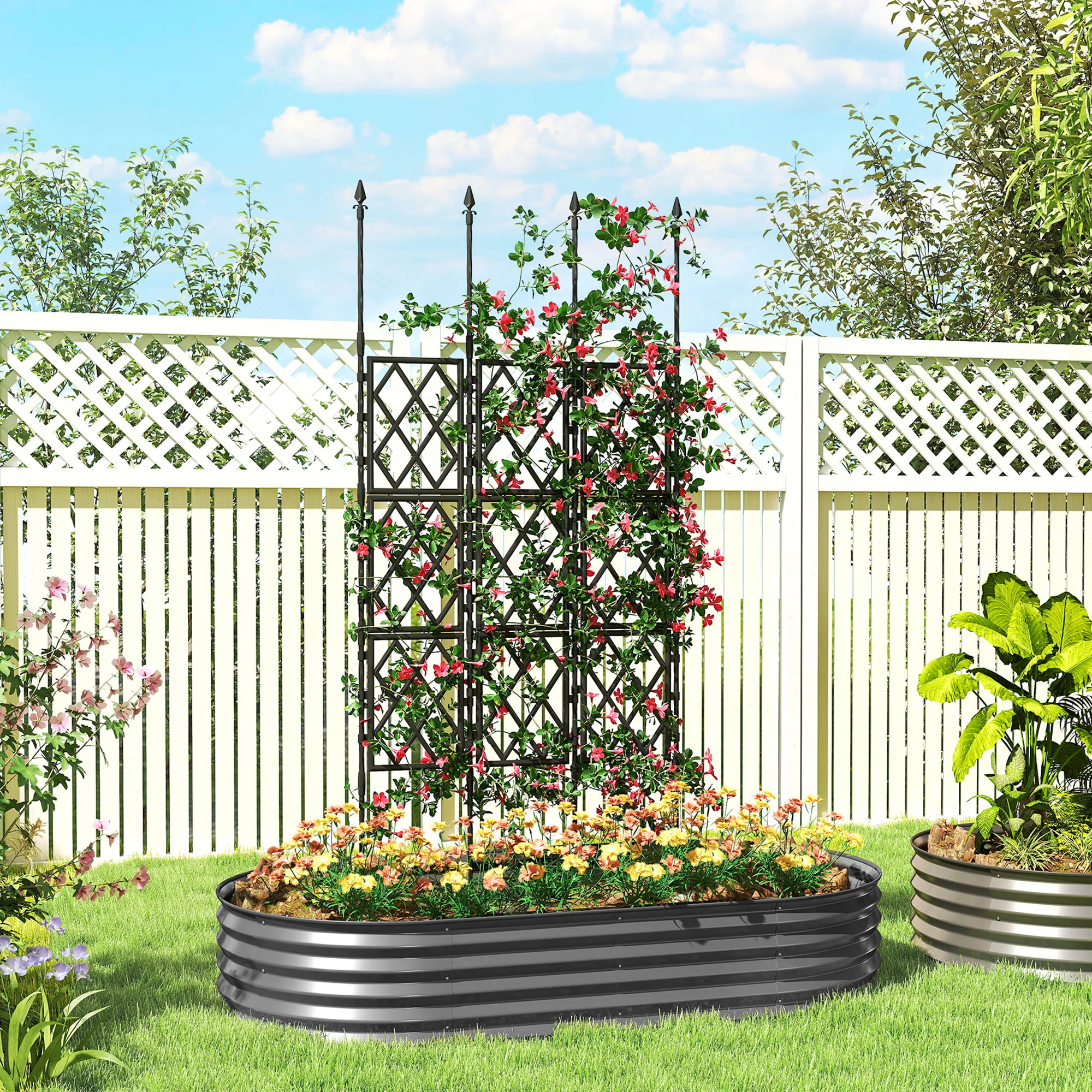 Foldable Garden Trellis, 33.5 x 77.6 Inch Lattice Climbing Support Trellis for Garden, DIY Assembly, Black - Image 4
