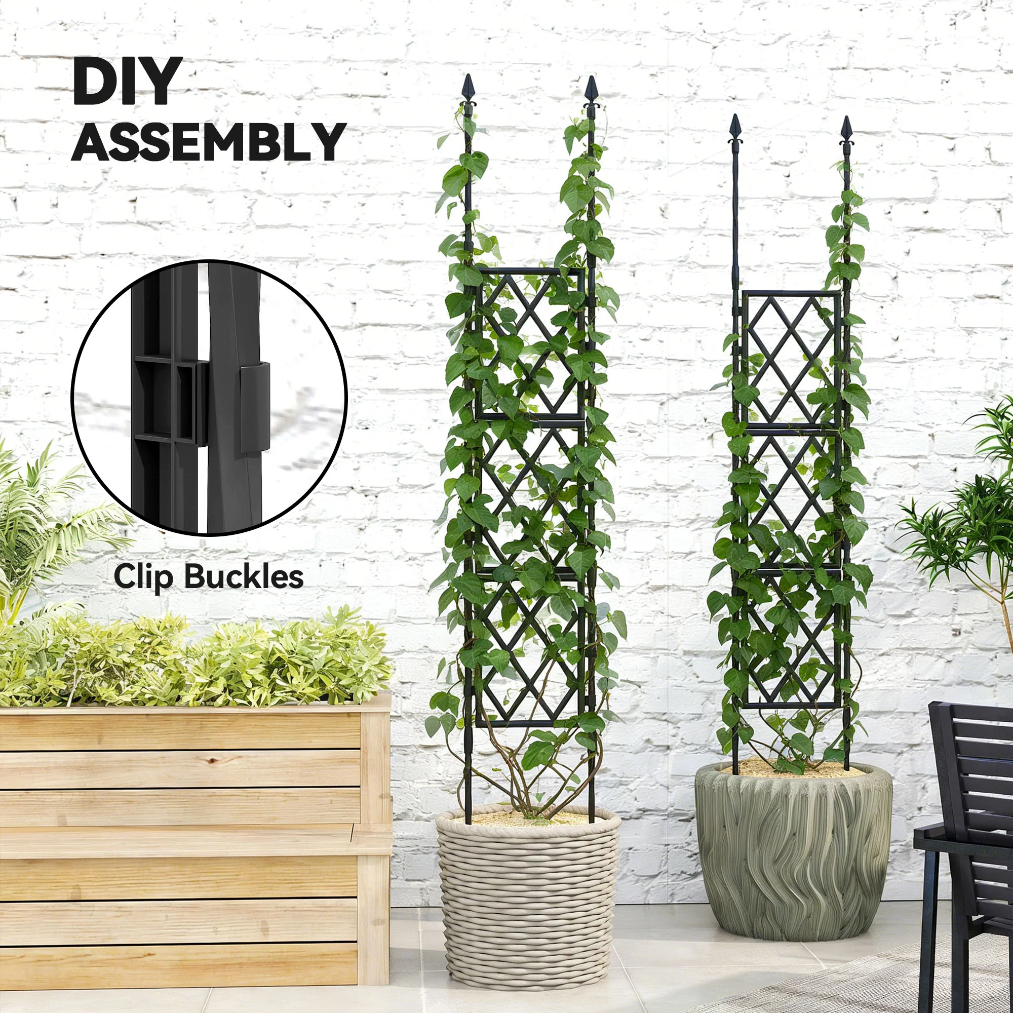Foldable Garden Trellis, 33.5 x 77.6 Inch Lattice Climbing Support Trellis for Garden, DIY Assembly, Black - Image 7