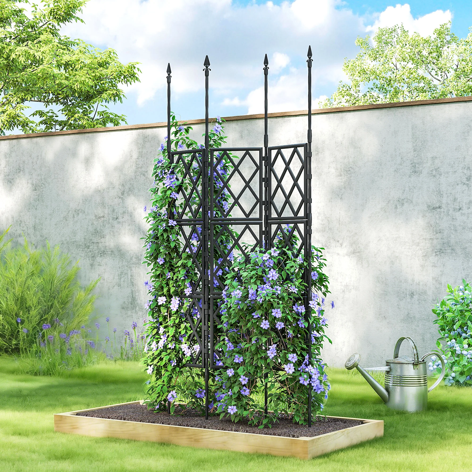 Foldable Garden Trellis, Lattice Climbing Support Trellis for Garden, DIY Assembly for Vines, Vegetables, Flowers, Fruits, 85 x 197 cm, Black - Image 3