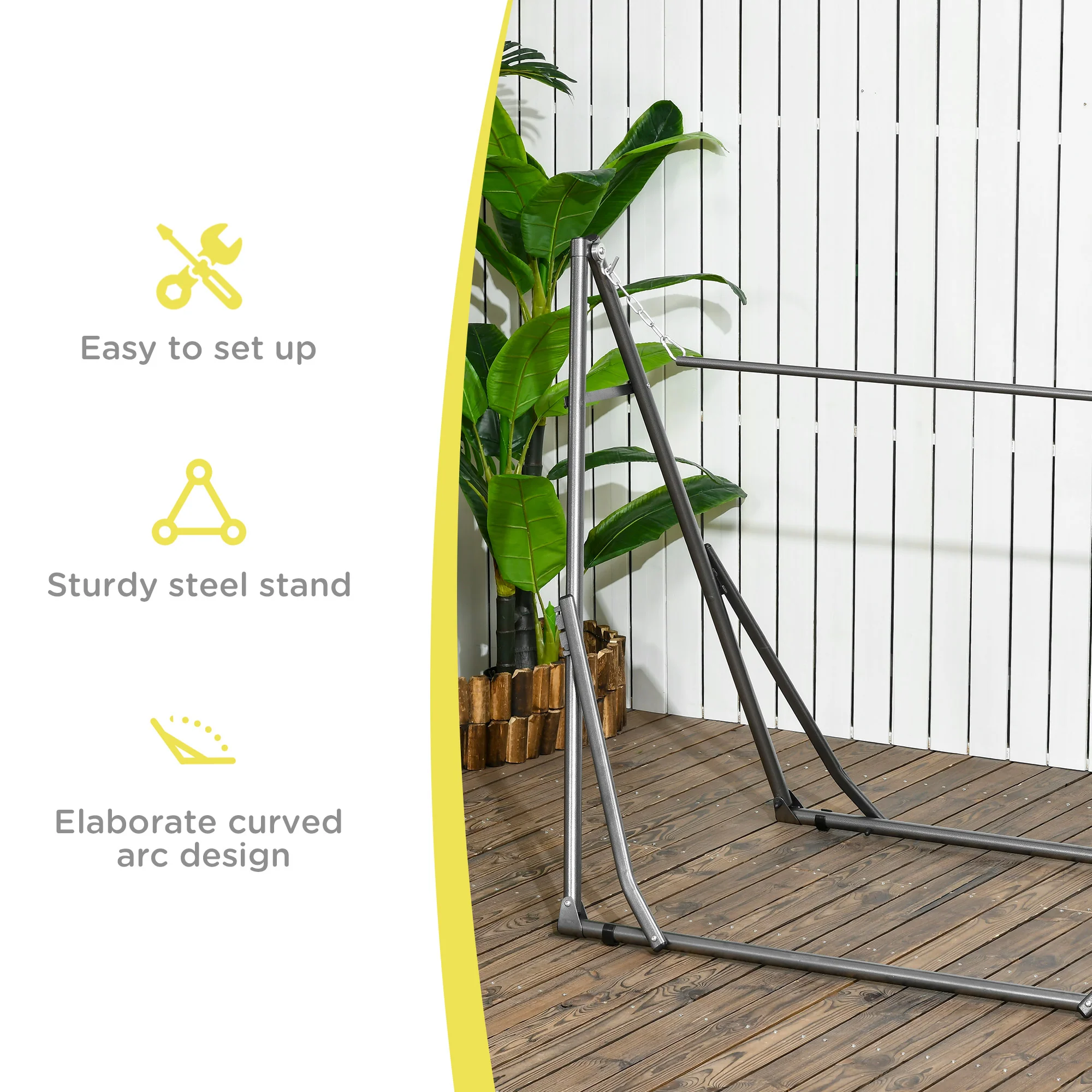2-in-1 Portable Hammock Net Stand, Adustable Steel Frame Hammock Standand for Yard, Black - Image 7