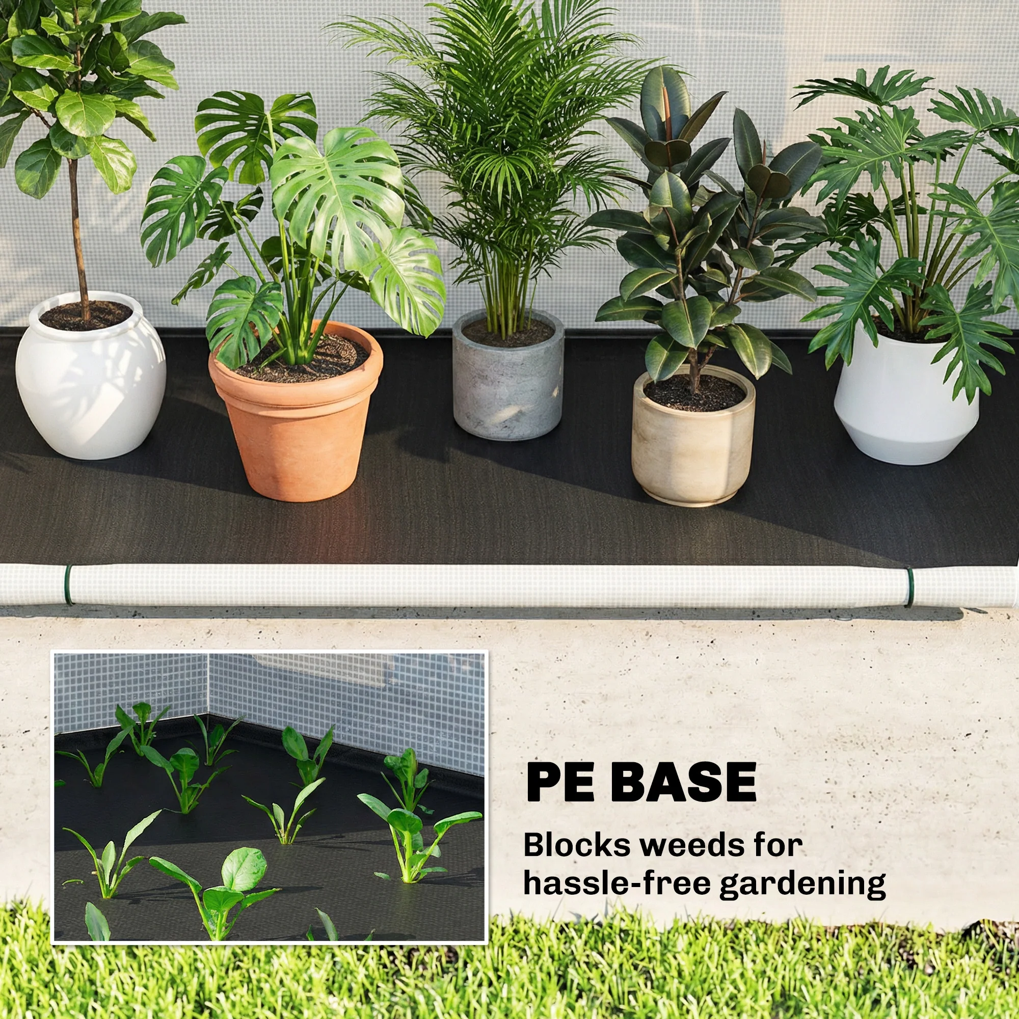 Foldable Small Greenhouse, Portable Green House with Zipper Door, PE Base, Mini Greenhouse for Garden Patio, 200 x 80 x 164 cm, Green - Image 8