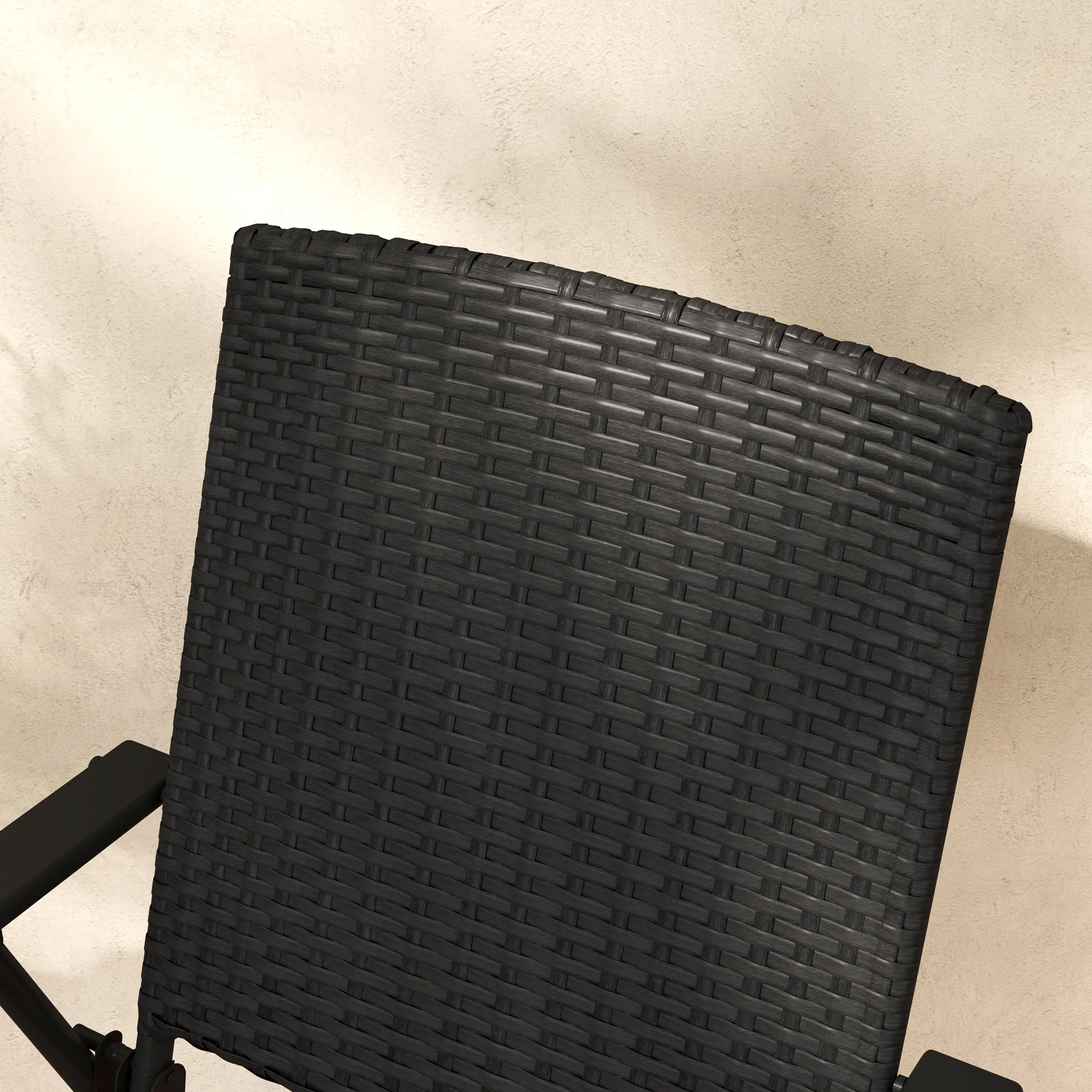 Set of 2 Folding Rattan Dining Chairs with Armrests, High Back and Steel Frame, Black - Image 10