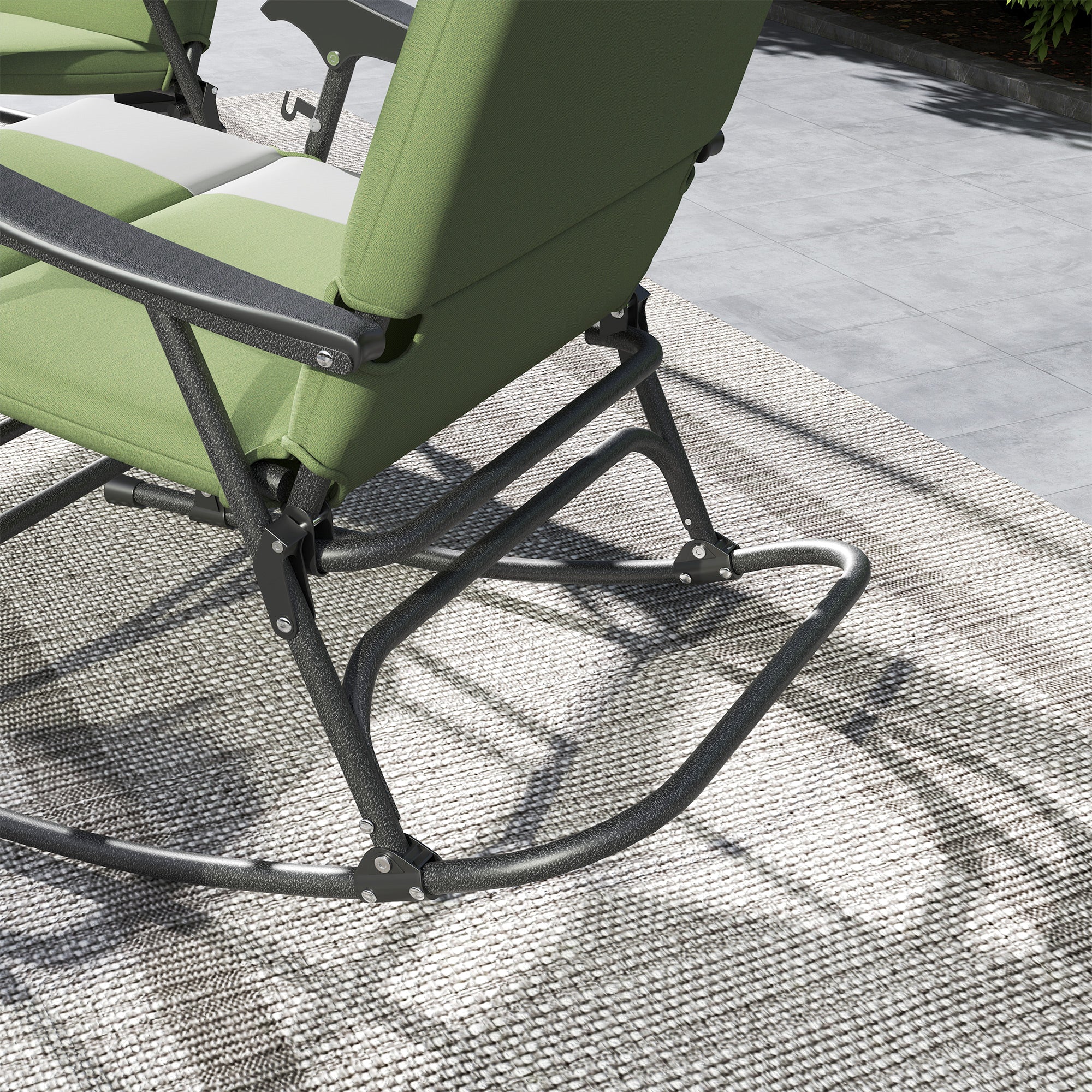 Folding Rocking Chair Set, 400 lbs High Back Oversized Outdoor Rocking Chair, Green - Image 11