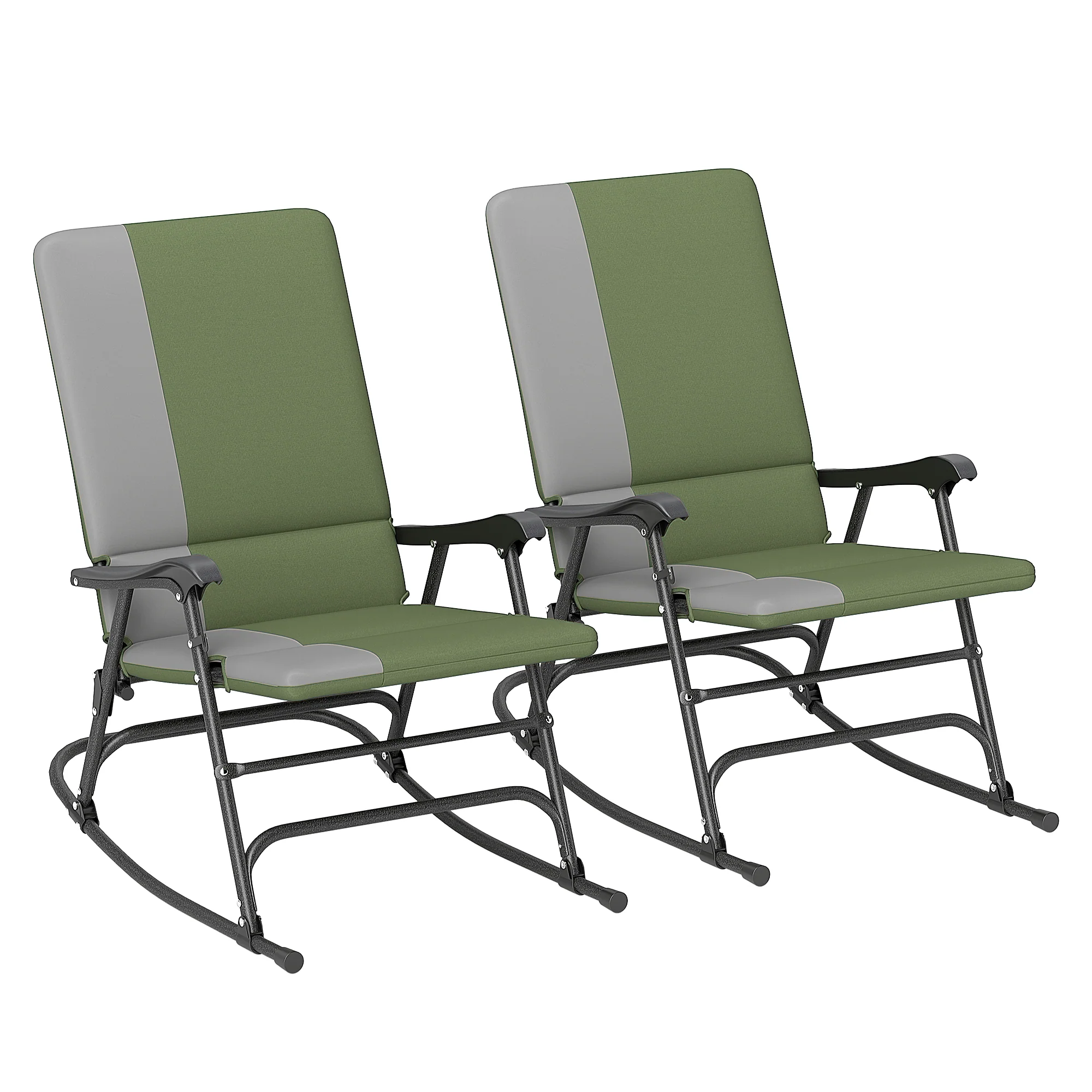 Extra Wide Foldable Patio Rocking Chairs Set with 400 lbs Capacity, Dark Green - Image 12