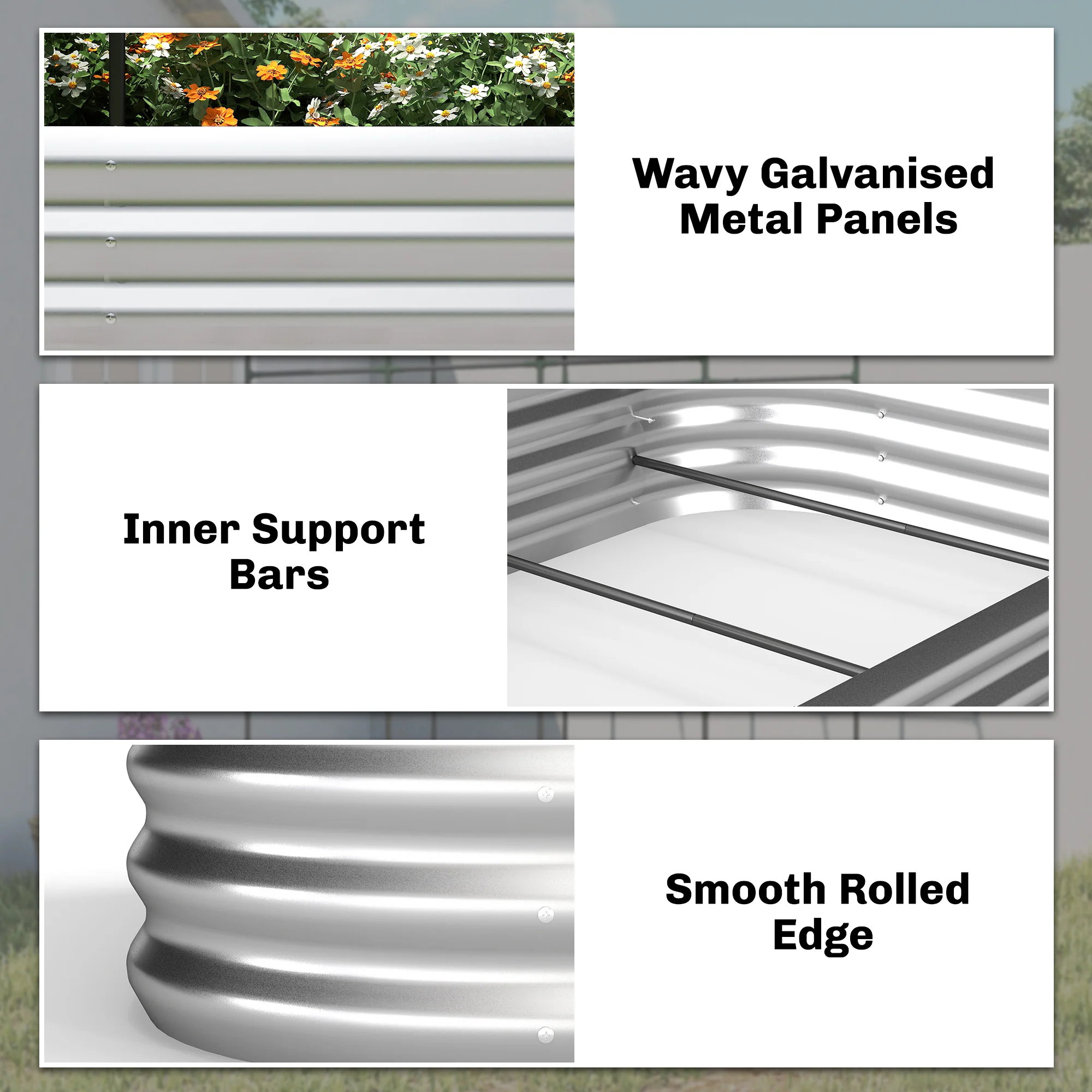 Galvanised Raised Garden Bed with Arched Trellis, 7 x 4 x 7ft Metal Outdoor Planter Box with Open Bottom - Image 8