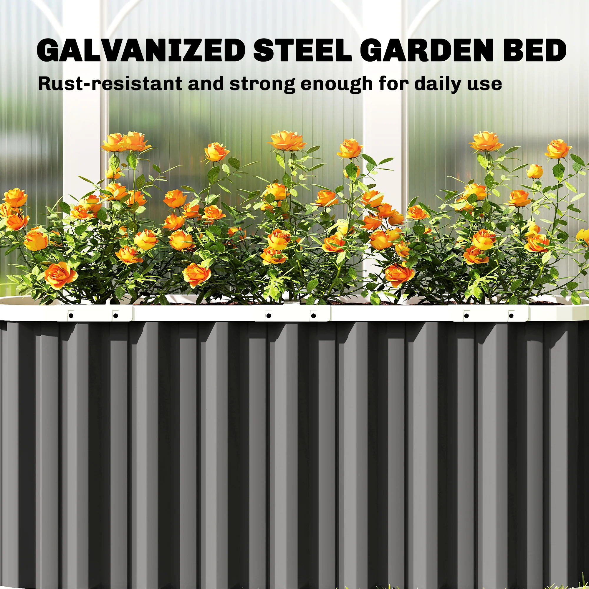 Galvanized Raised Garden Bed, Deep Rot Planter Box, Outdoor Garden Bed with Plant Labels, 5' x 2' x 2', Dark Grey - Image 10