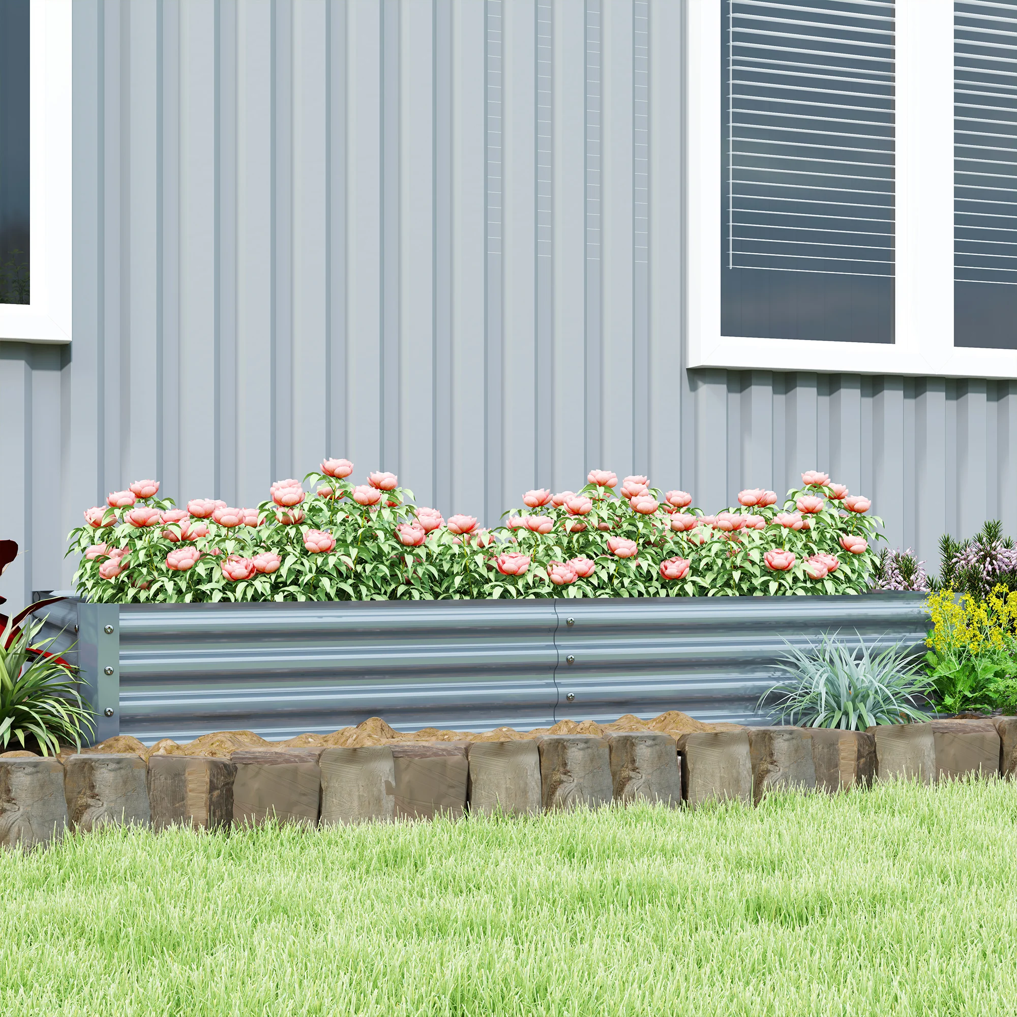 6' x 3' x 1' Galvanized Raised Garden Bed with Open Bottom, Silver - Image 10