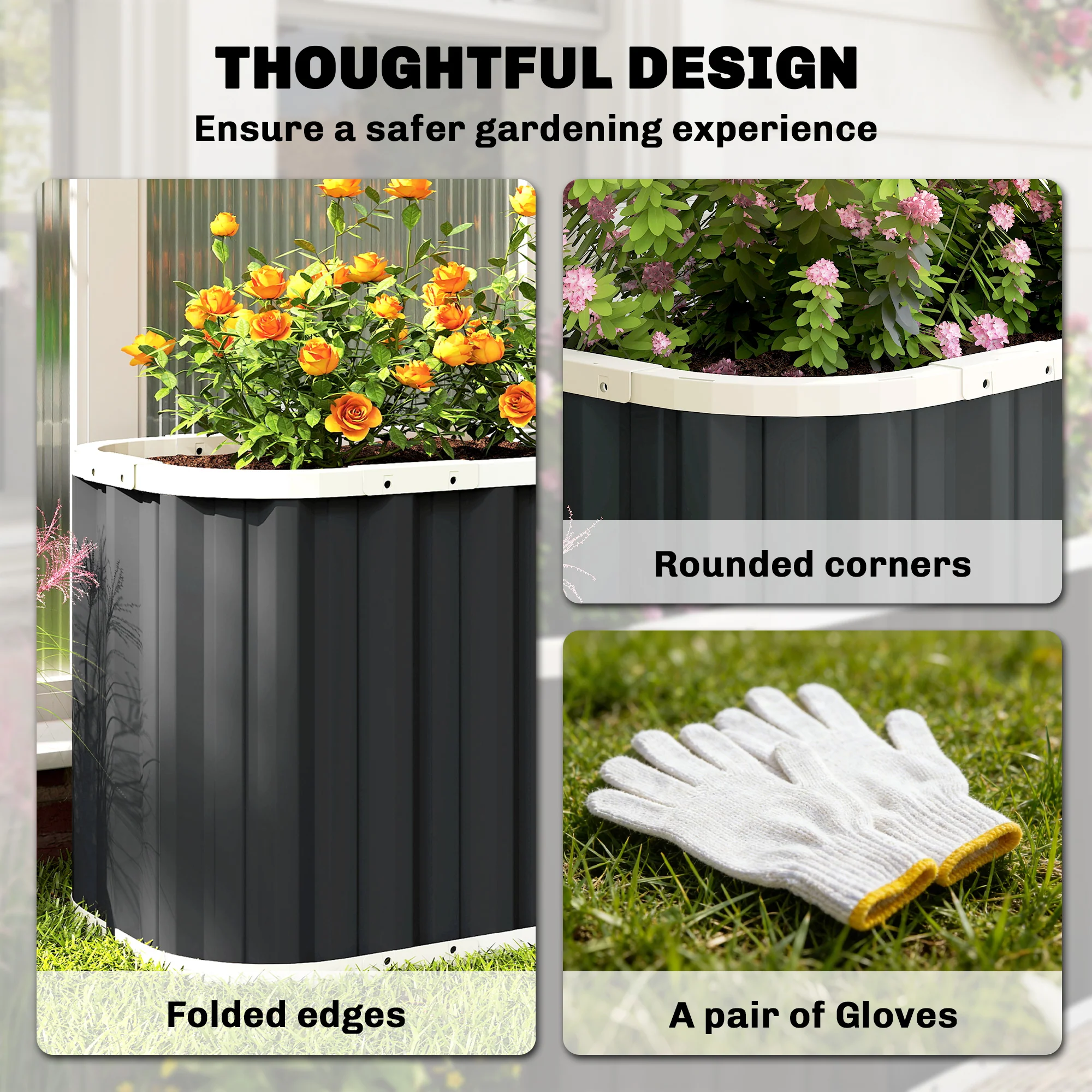Galvanized Raised Garden Bed, Deep Rot Planter Box, Outdoor Garden Bed with Plant Labels, 7' x 2' x 2', Dark Grey - Image 8