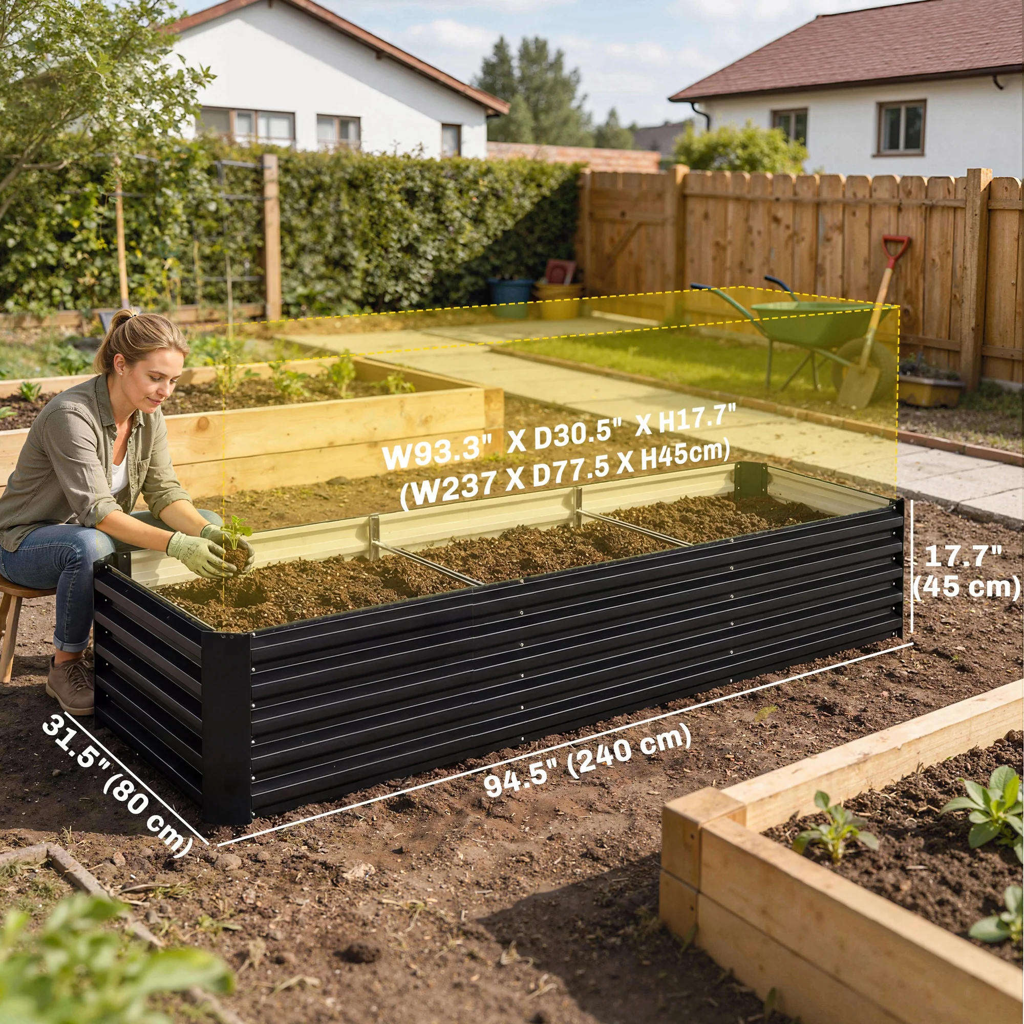 8 x 2.6 x 1.5ft Galvanized Raised Garden Bed, Reinforced Outdoor Planter Box with Open Bottom, Black - Image 5