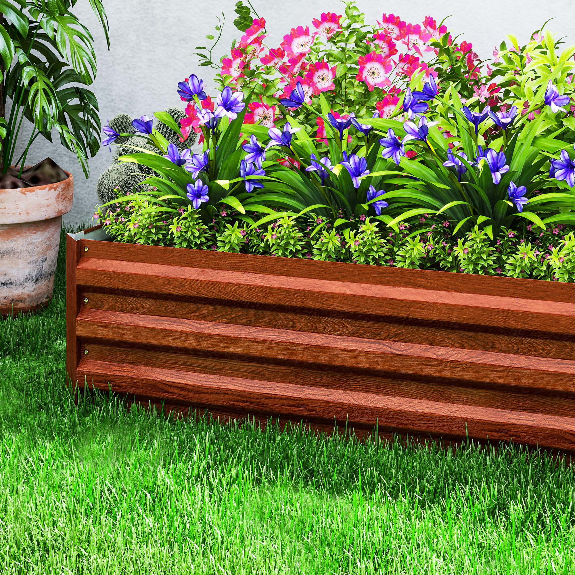 Galvanized Raised Garden Bed, 8' x 3' x 1' Metal Planter Box, for Growing Vegetables, Flowers, Herbs, Succulents, Natural Wood - Image 11