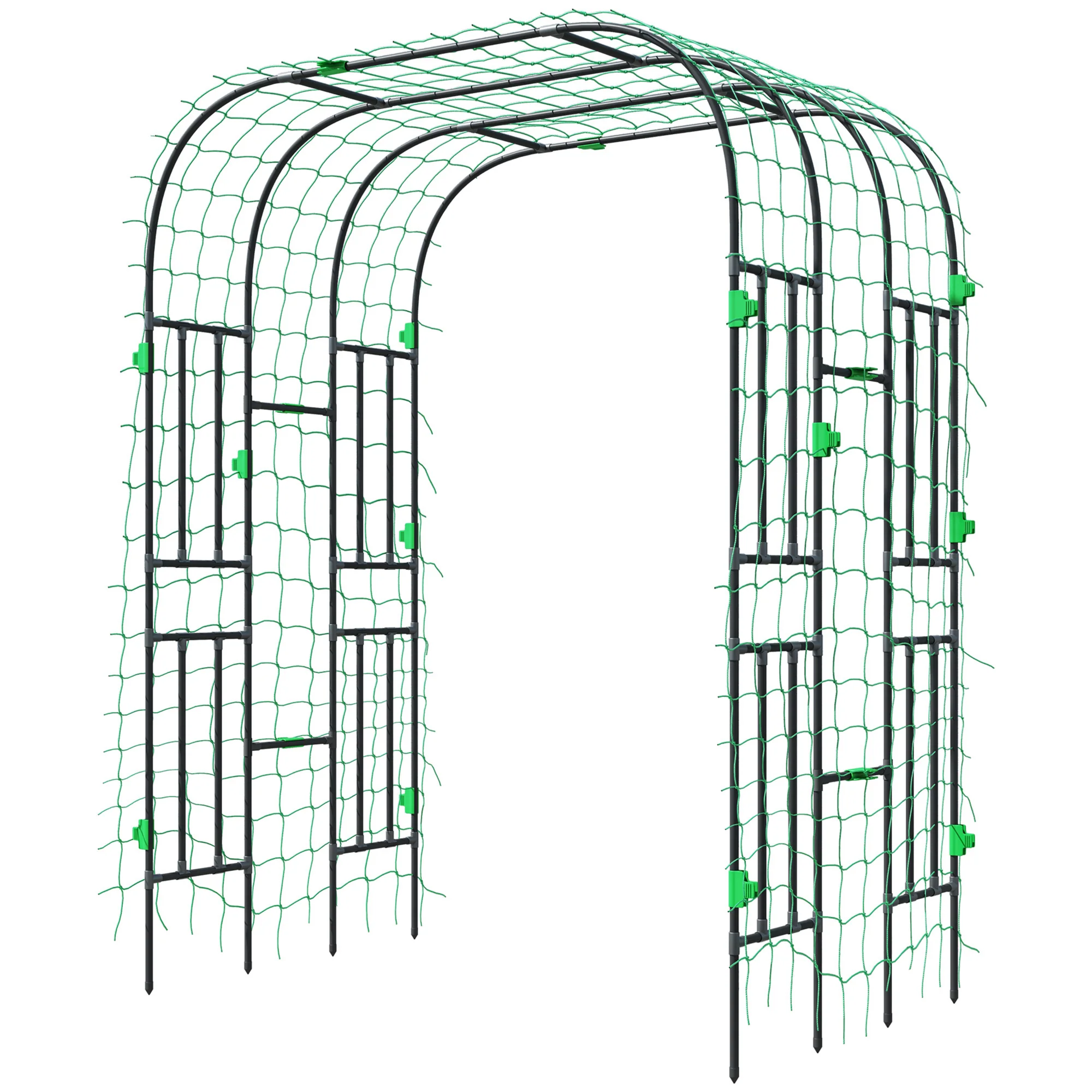 8 FT Tall Metal Garden Arch Trellis with Trellis Netting - Image 2